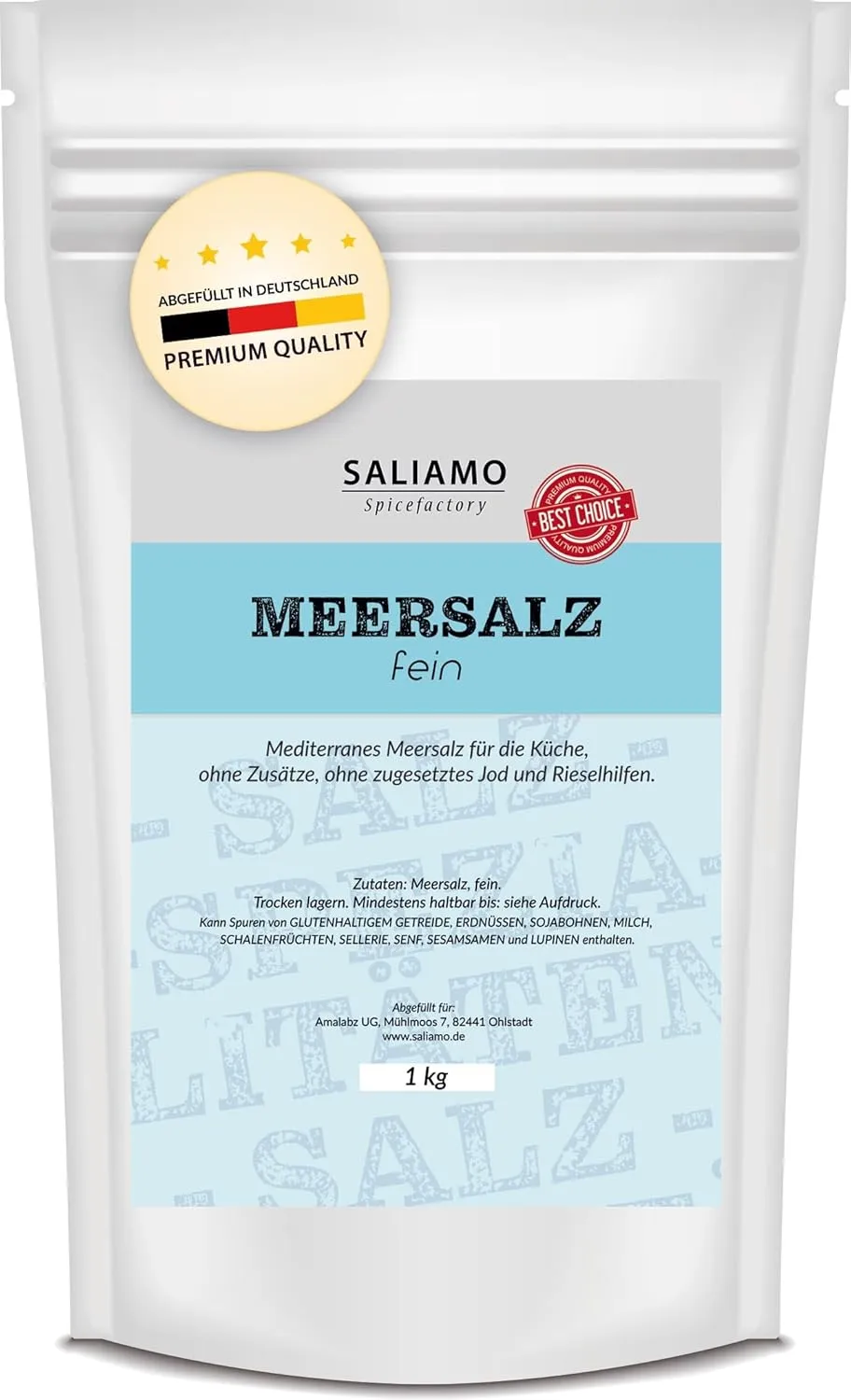 Bild von Saliamo Mediterranes Meersalz 1 kg, fein und ohne Zusätze
