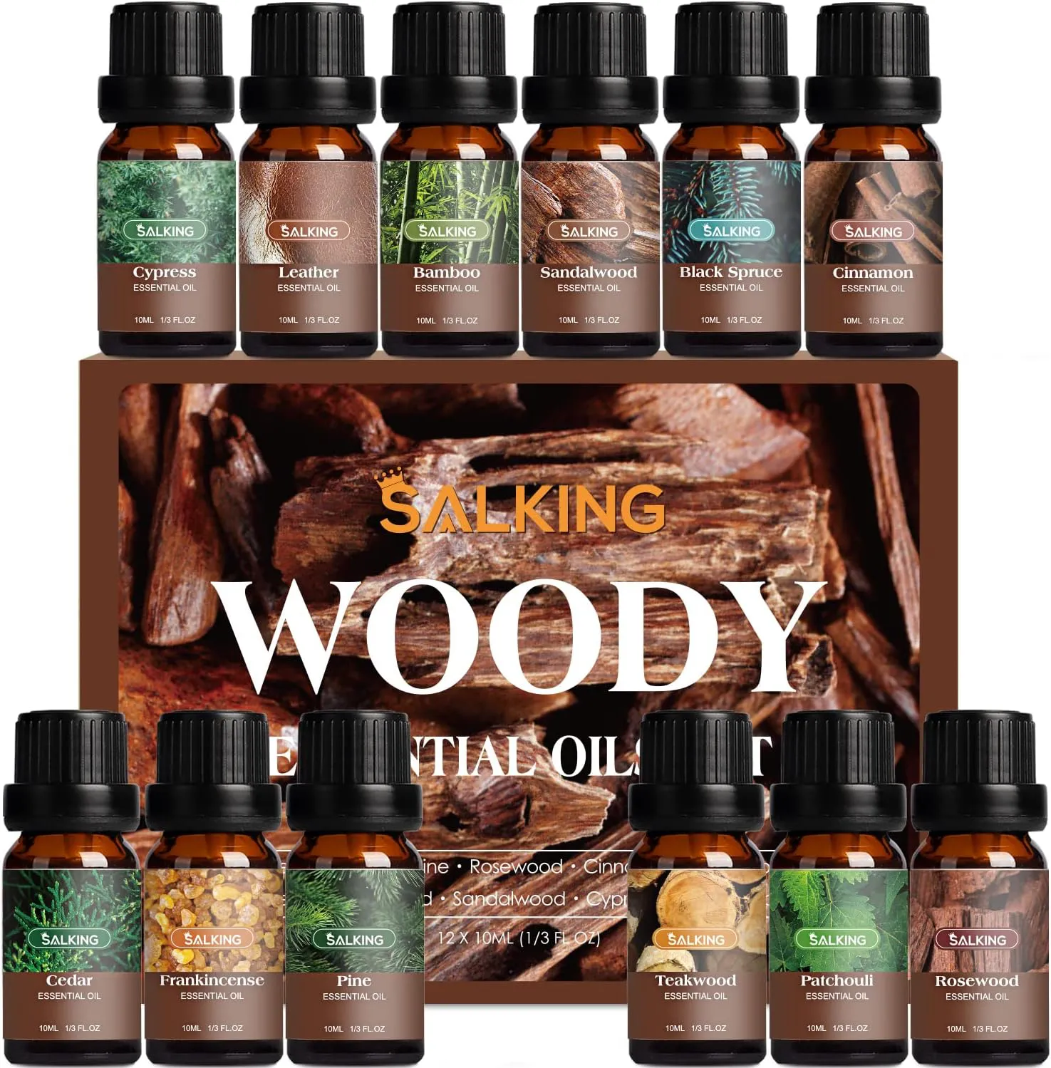 Bild von SALKING Ätherische Öle Set mit 12 x 10 mL für Aromatherapie und Diffuser