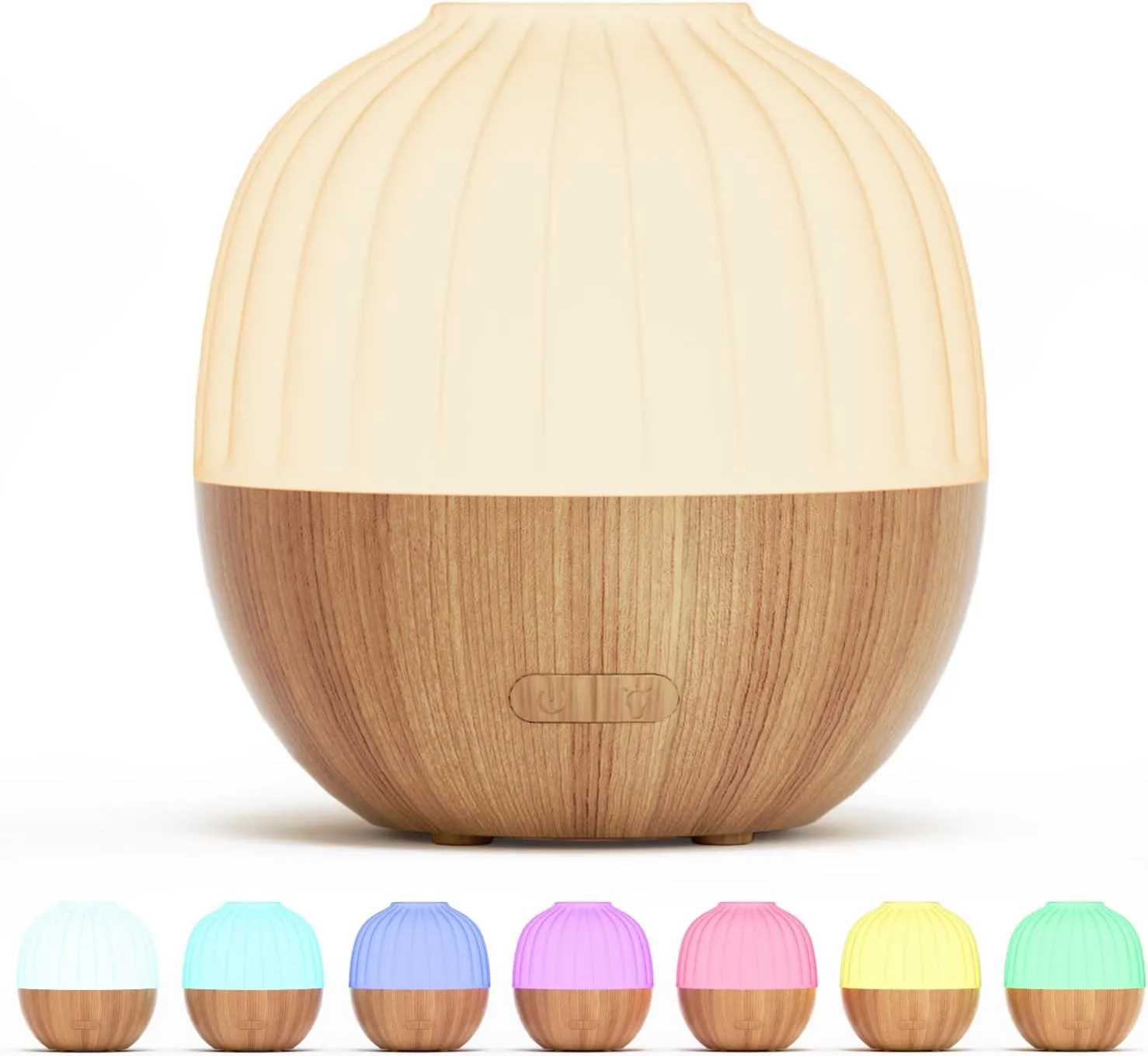 Bild von SALKING Aroma Diffuser mit 300ml Fassungsvermögen, Ultraschalltechnologie und automatischer Abschaltfunktion, in Weiß mit Holzmaserung für Zuhause und Büro