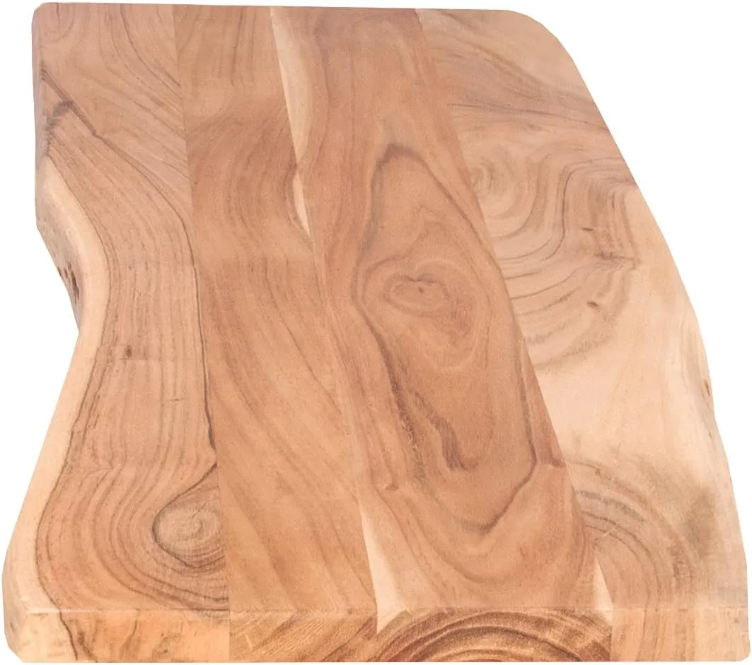 Bild von SAM Tischplatte Curtis aus massivem Akazienholz in 100x40 cm, naturfarben lackiert mit Baumkante für Heimwerker und Möbelprojekte