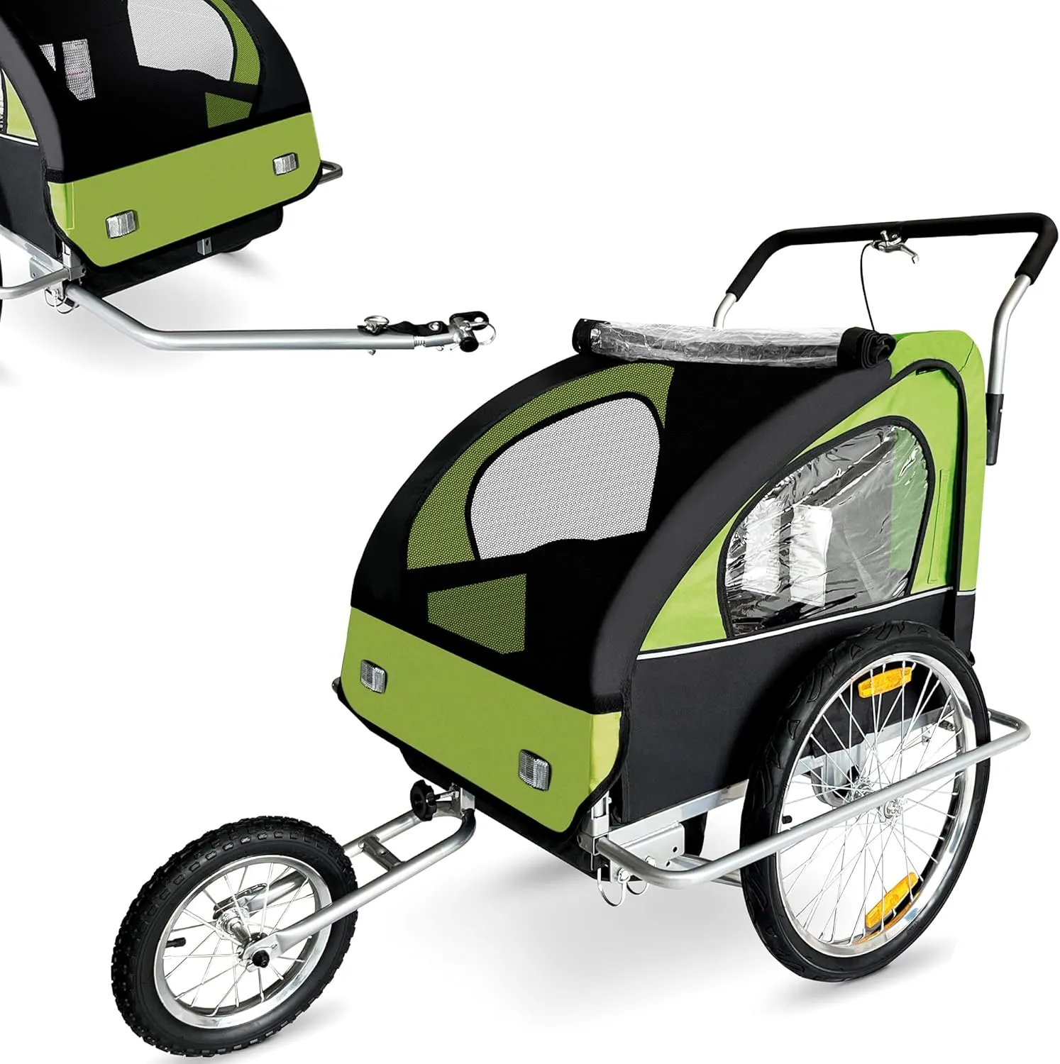 Bild von SAMAX 2in1 Fahrradanhänger und Jogger für zwei Kinder mit gefederter Hinterachse