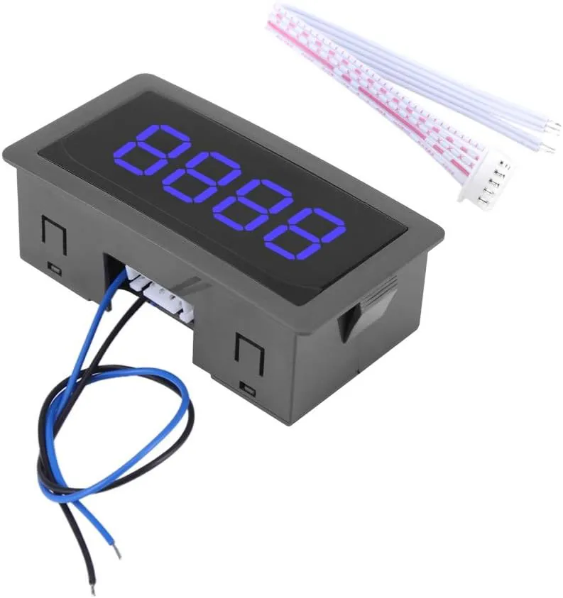 Bild von Samfox Digitaler Impulszähler mit LED-Anzeige für 0 bis 9999, geeignet für DC 8-24V, Farbe Blau