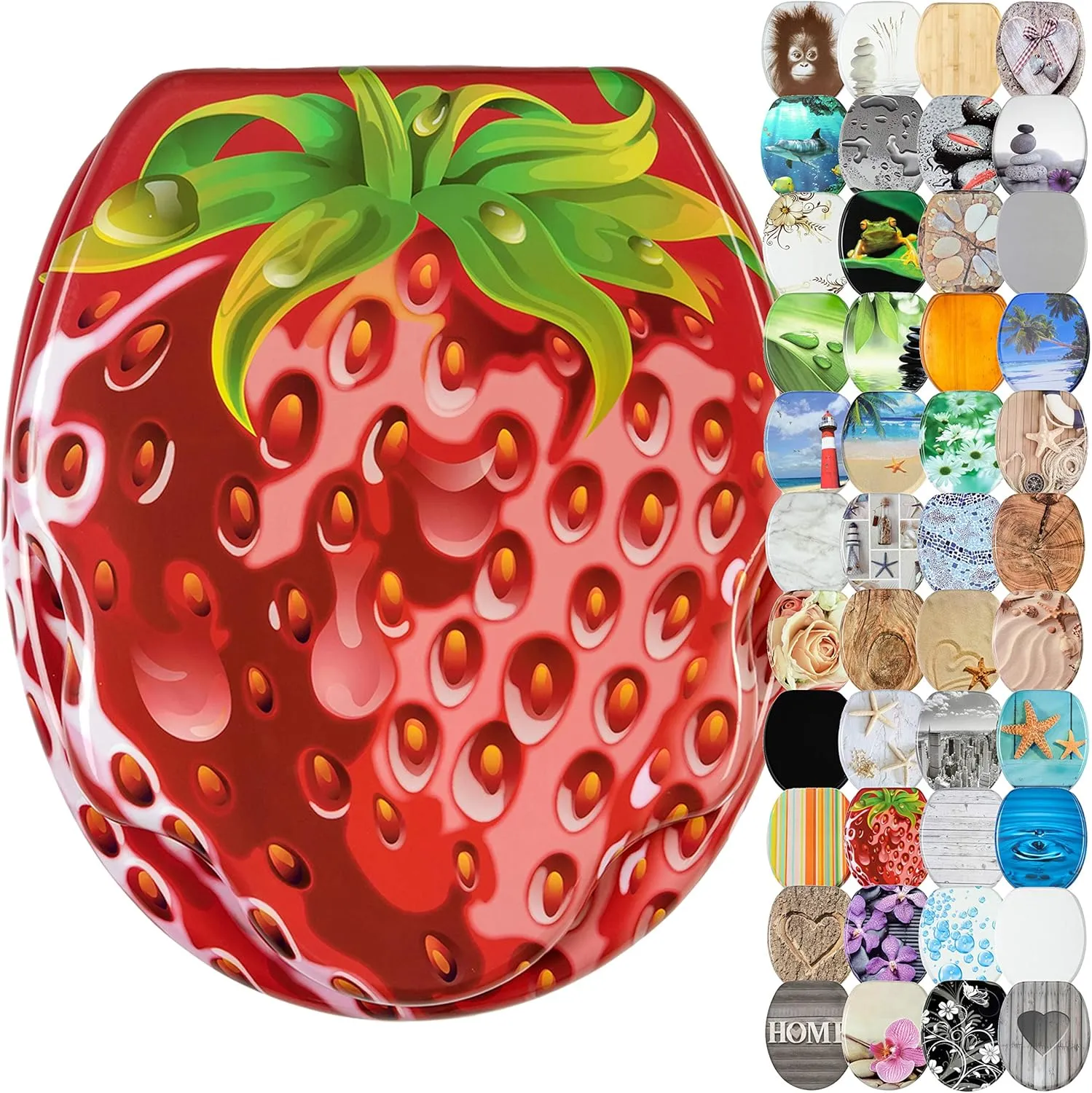 Bild von Sanilo WC Sitz aus Holz mit Absenkautomatik in Strawberry Design