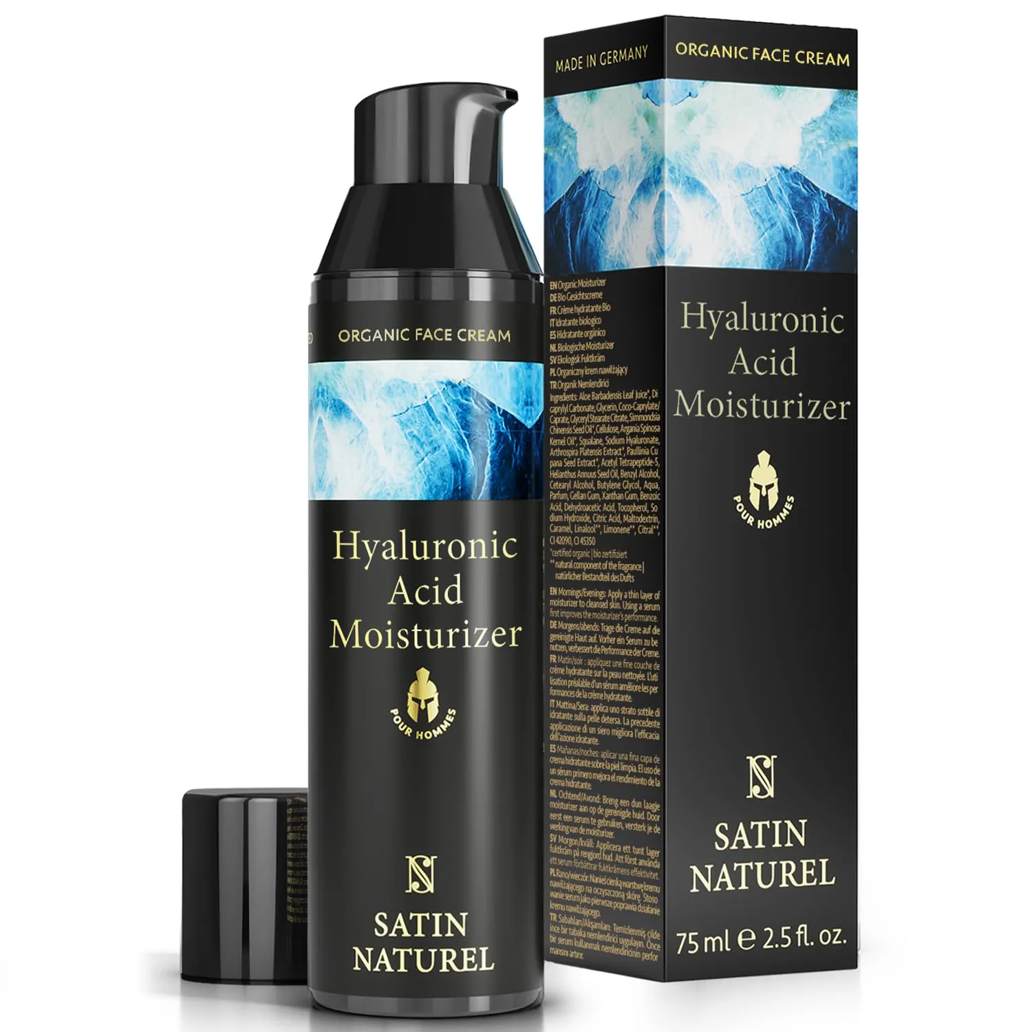 Bild von Satin Naturel Männer Gesichtscreme mit Aloe Vera, Hyaluron und Arganöl, 75 ml, vegan