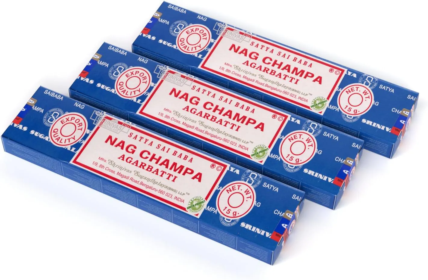 Bild von Satya Nag Champa Räucherstäbchen Set mit 3 Packungen à 15 Gramm, handgerollt in Indien