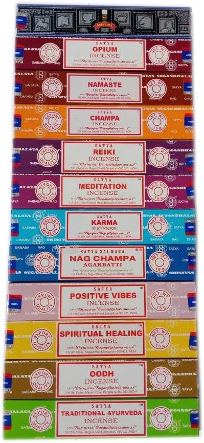 Bild von Satya Räucherstäbchen Set mit 12 x 15 g verschiedenen Düften für Meditation und spirituelle Heilung