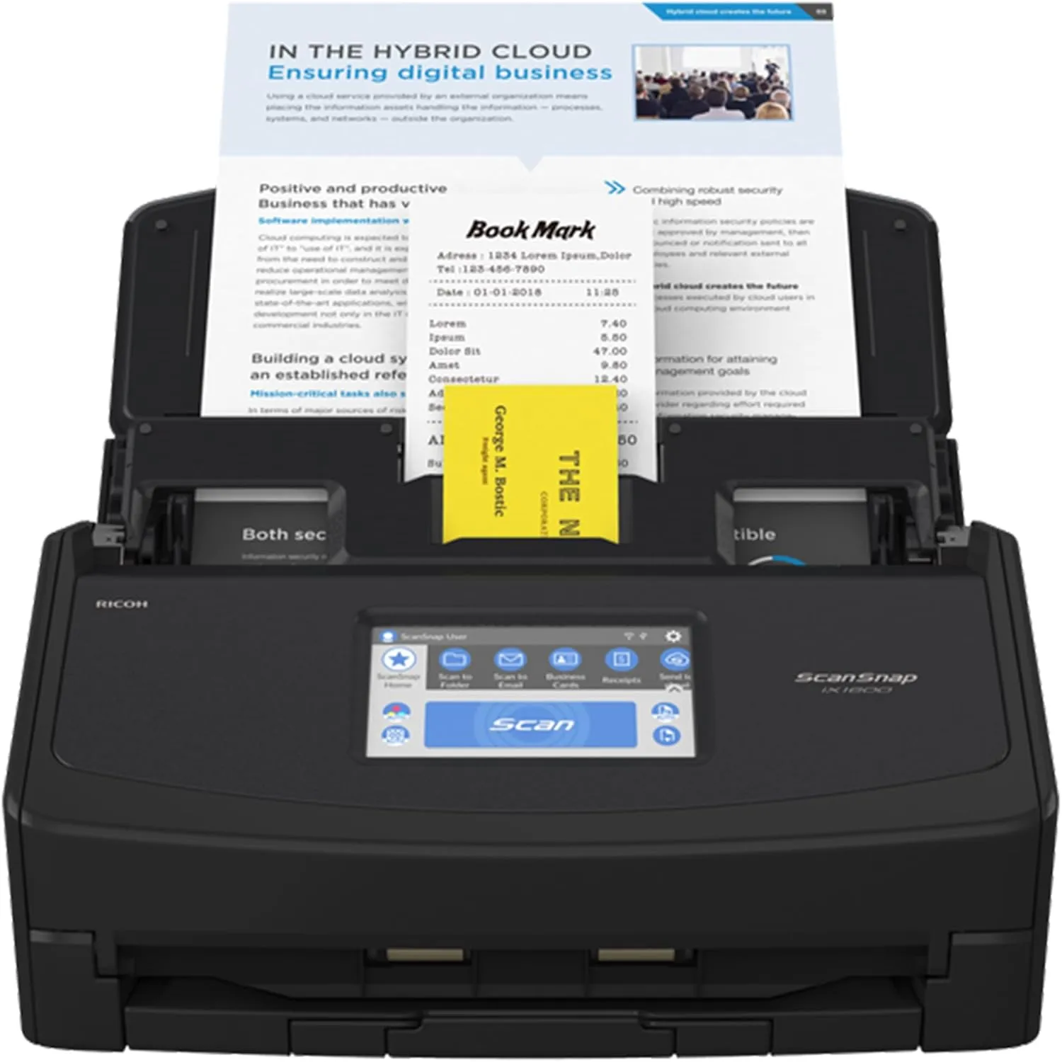 Bild von ScanSnap iX1600 Dokumentenscanner in Schwarz mit Duplex-ADF, WLAN, Touchscreen und USB 3.2