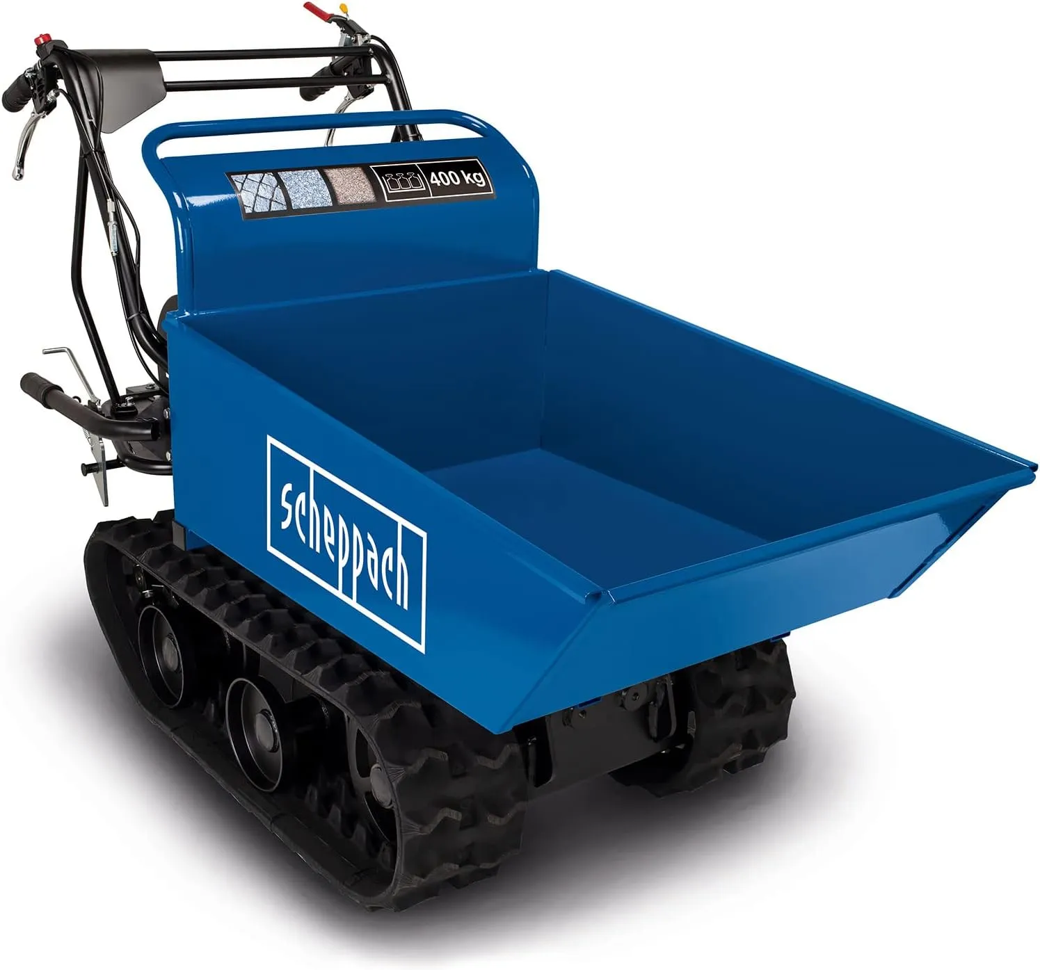 Bild von Scheppach DP4500 Ketten-Dumper mit 400 kg Zuladung, 5,5 PS und 4-Takt Benzinmotor, 196 ccm, 3 Vorwärtsgänge, 1 Rückwärtsgang und Kippfunktion