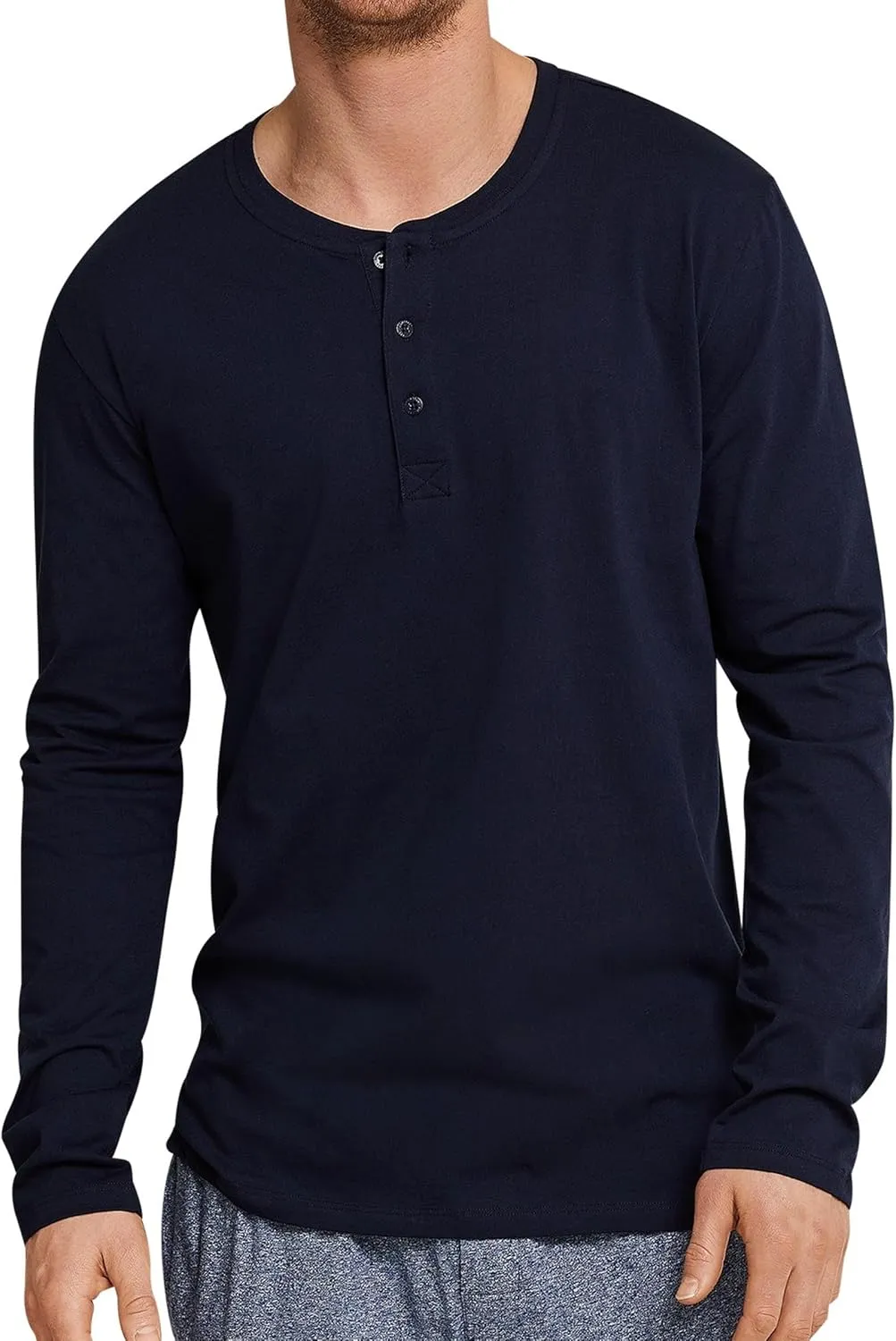 Bild von Schiesser Herren Langarm Schlafshirt mit Knopfleiste Mix und Relax
