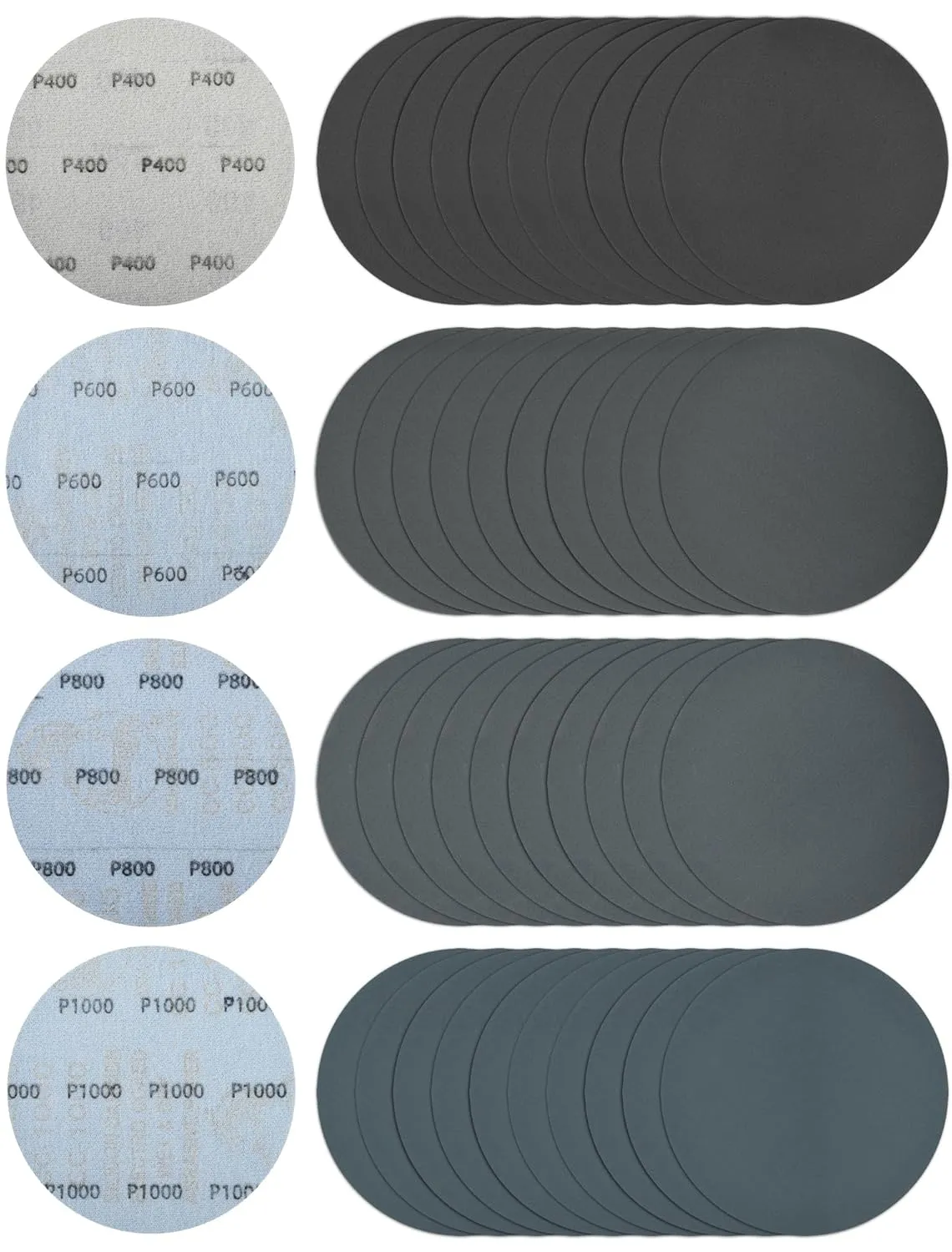 Bild von Schleifpapier Set 125 mm mit 40 Klett Schleifscheiben in den Körnungen 400, 600, 800 und 1000