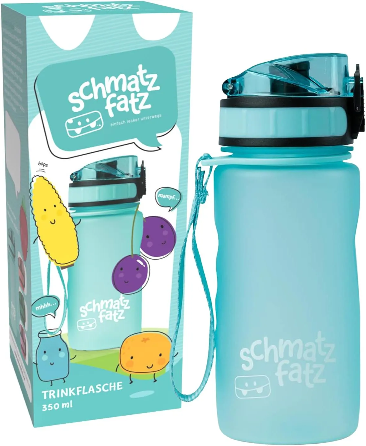 Bild von Schmatzfatz Sportflasche 350 ml für Erwachsene und Kinder, BPA-frei, wasserdicht und auslaufsicher