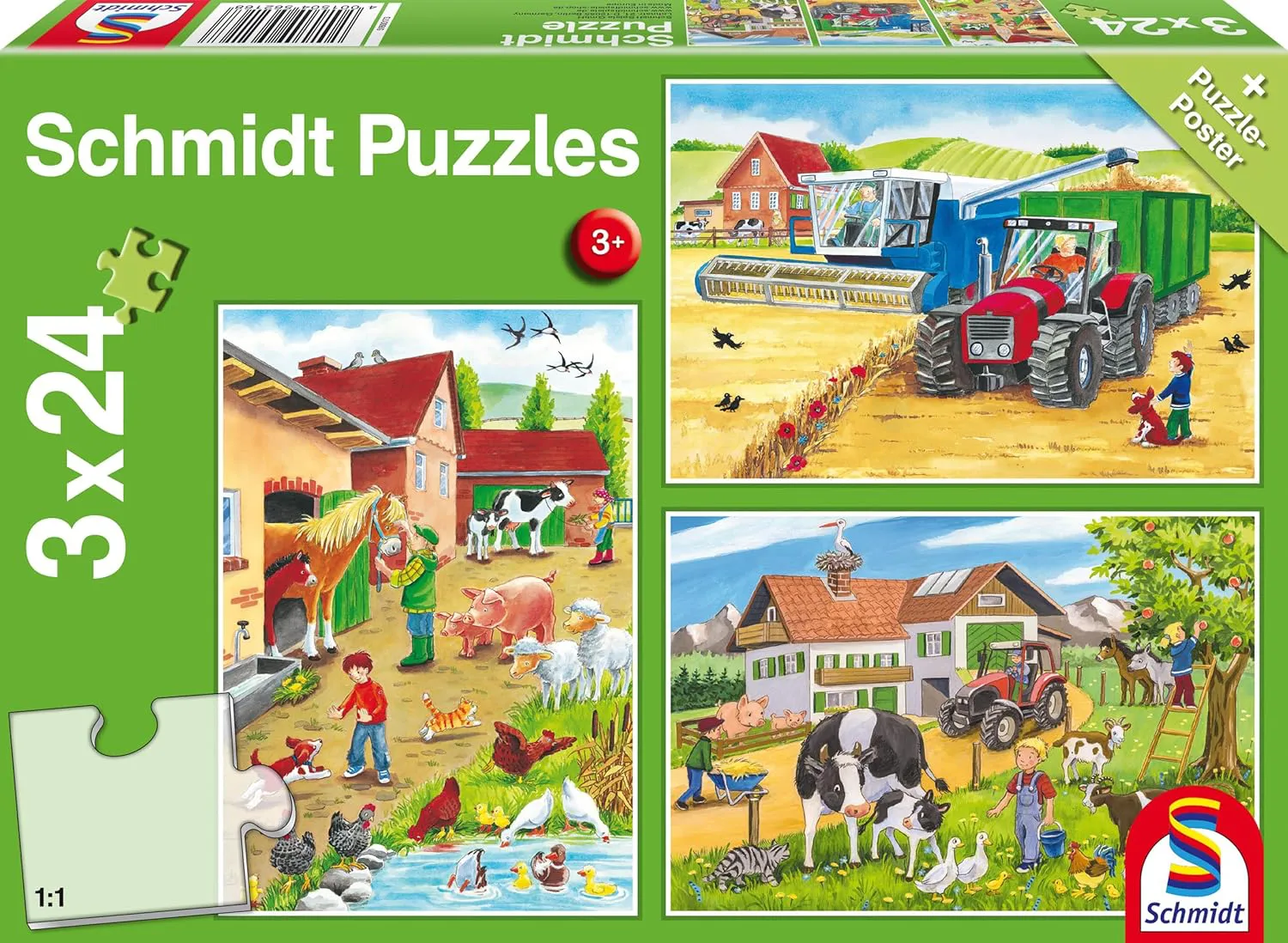 Bild von Schmidt Spiele 56216 Kinderpuzzle Auf dem Bauernhof mit 3 x 24 Teilen