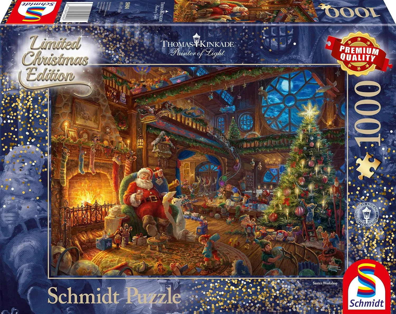 Bild von Schmidt Spiele 59494 Puzzle mit 1000 Teilen von Thomas Kinkade, Weihnachtsmann und Wichtel