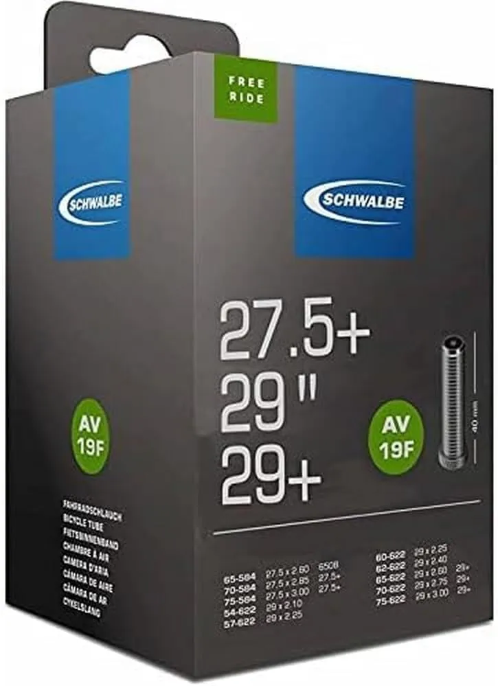 Bild von Schwalbe AV 19F Freeride Fahrradschlauch Schwarz 54 bis 75 für Reifen mit 584 bis 622 mm und 40 mm Ventil
