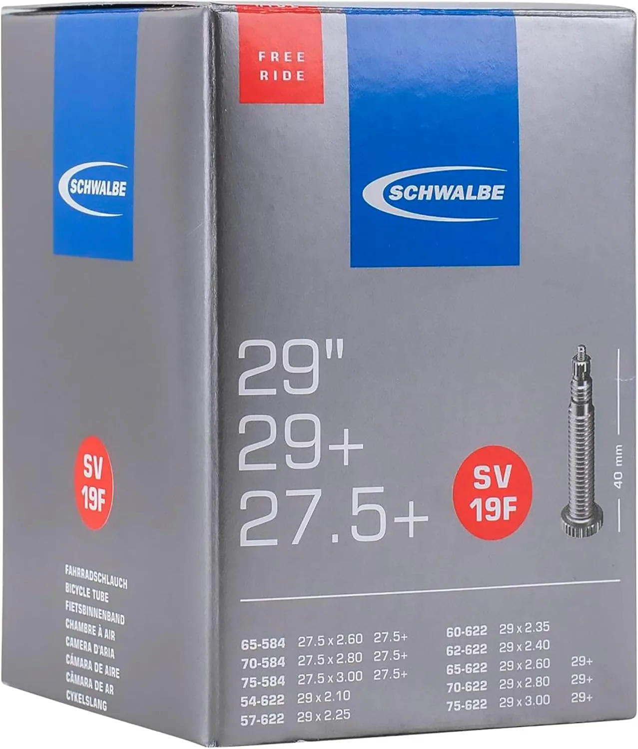 Bild von Schwalbe SV 19F Freeride Fahrradschlauch in Schwarz für Reifen der Größe 54 bis 75 mm