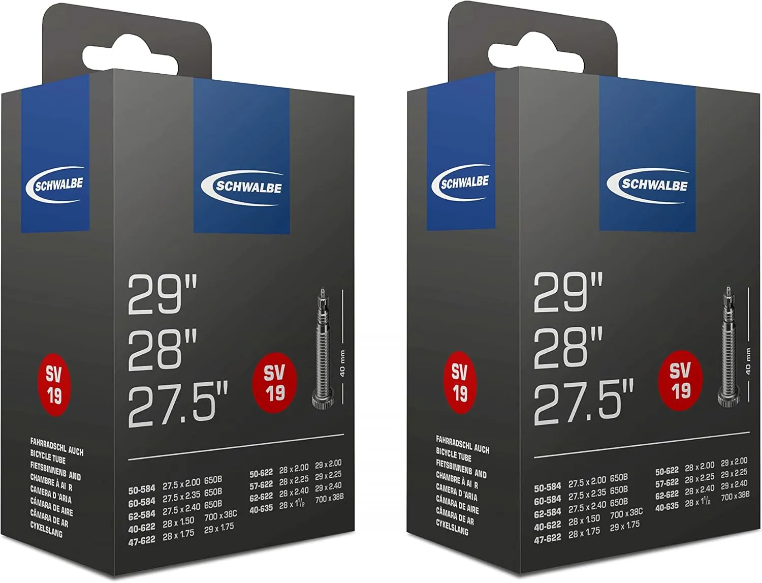 Bild von Schwalbe SV19 Fahrradschläuche im 2er Pack für 29, 28 und 27,5 Zoll
