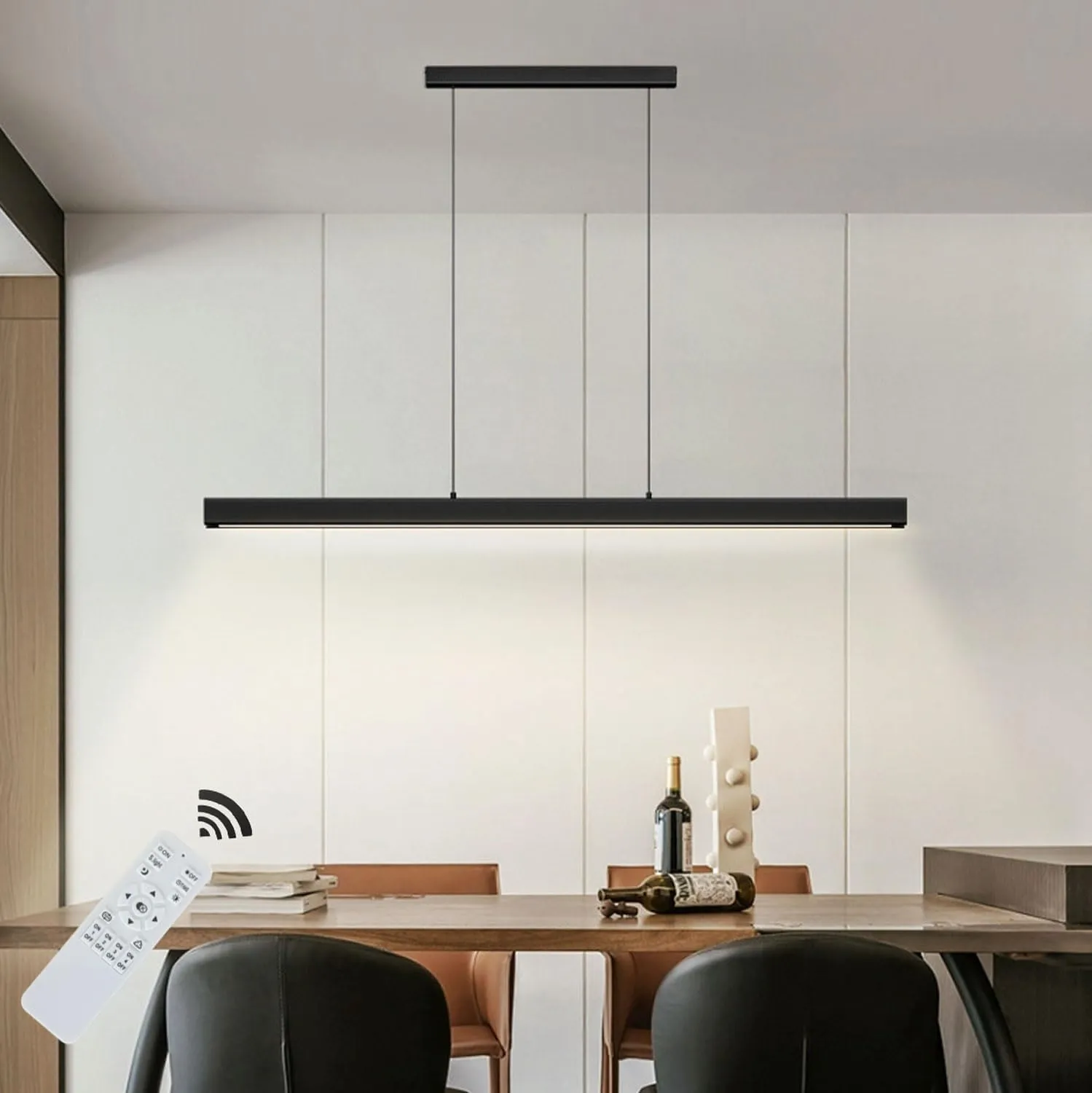 Bild von SENFAY 100 cm dimmbare LED Pendelleuchte mit Fernbedienung für Esszimmer und Büro