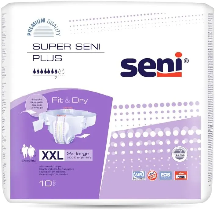 Bild von Seni Super Seni Plus Nacht Inkontinenz-Slips für schwere Inkontinenz, 10 Stück, Größe XX-Large