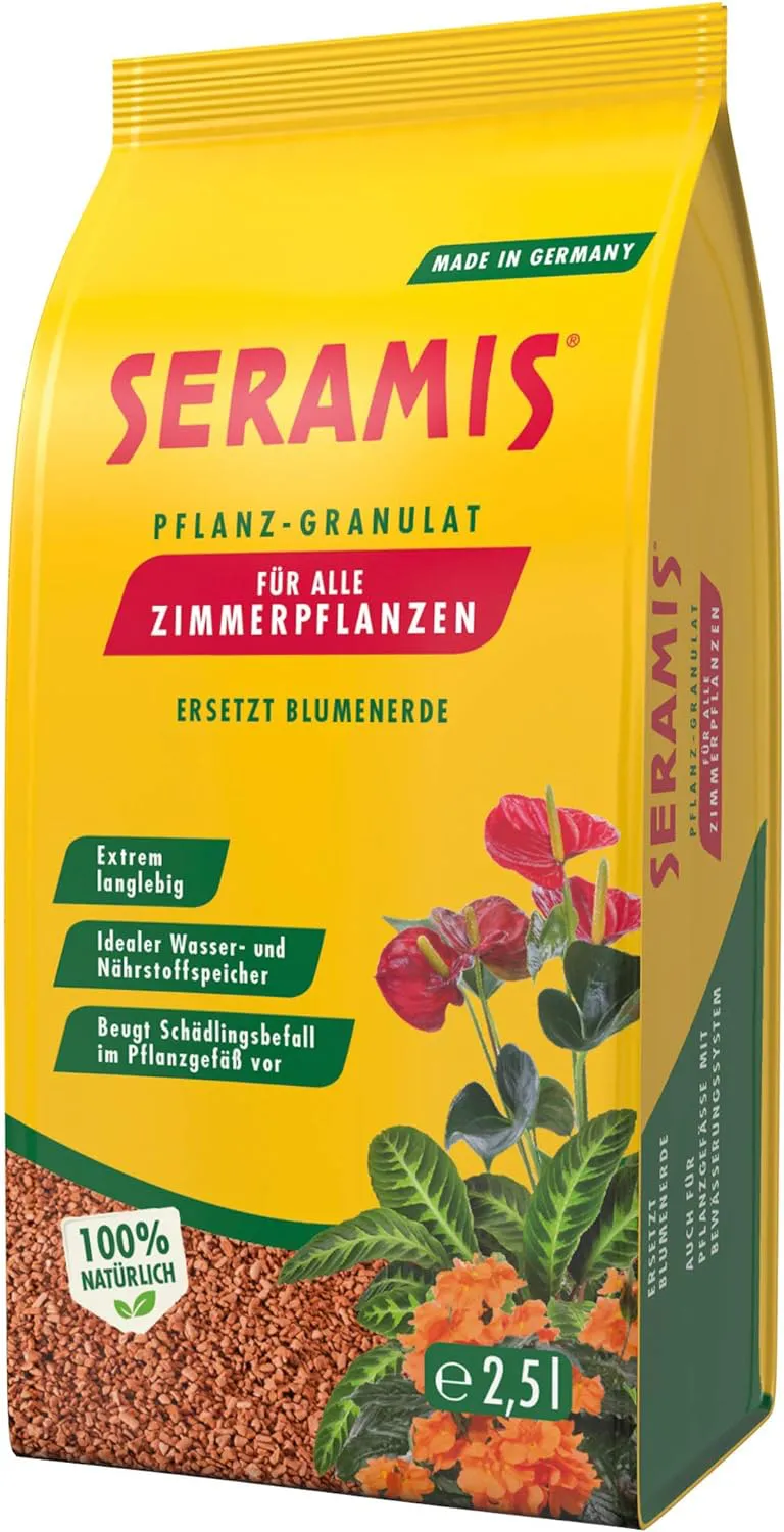 Bild von Seramis Pflanz-Granulat 2,5 l für Zimmerpflanzen zur Wasser- und Nährstoffspeicherung in Gelb