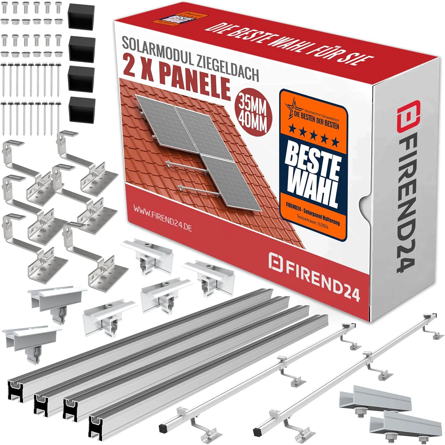 Bild von SET mit 2 Photovoltaik Modulen für Ziegeldächer inklusive Aufständerung und Befestigungssystem