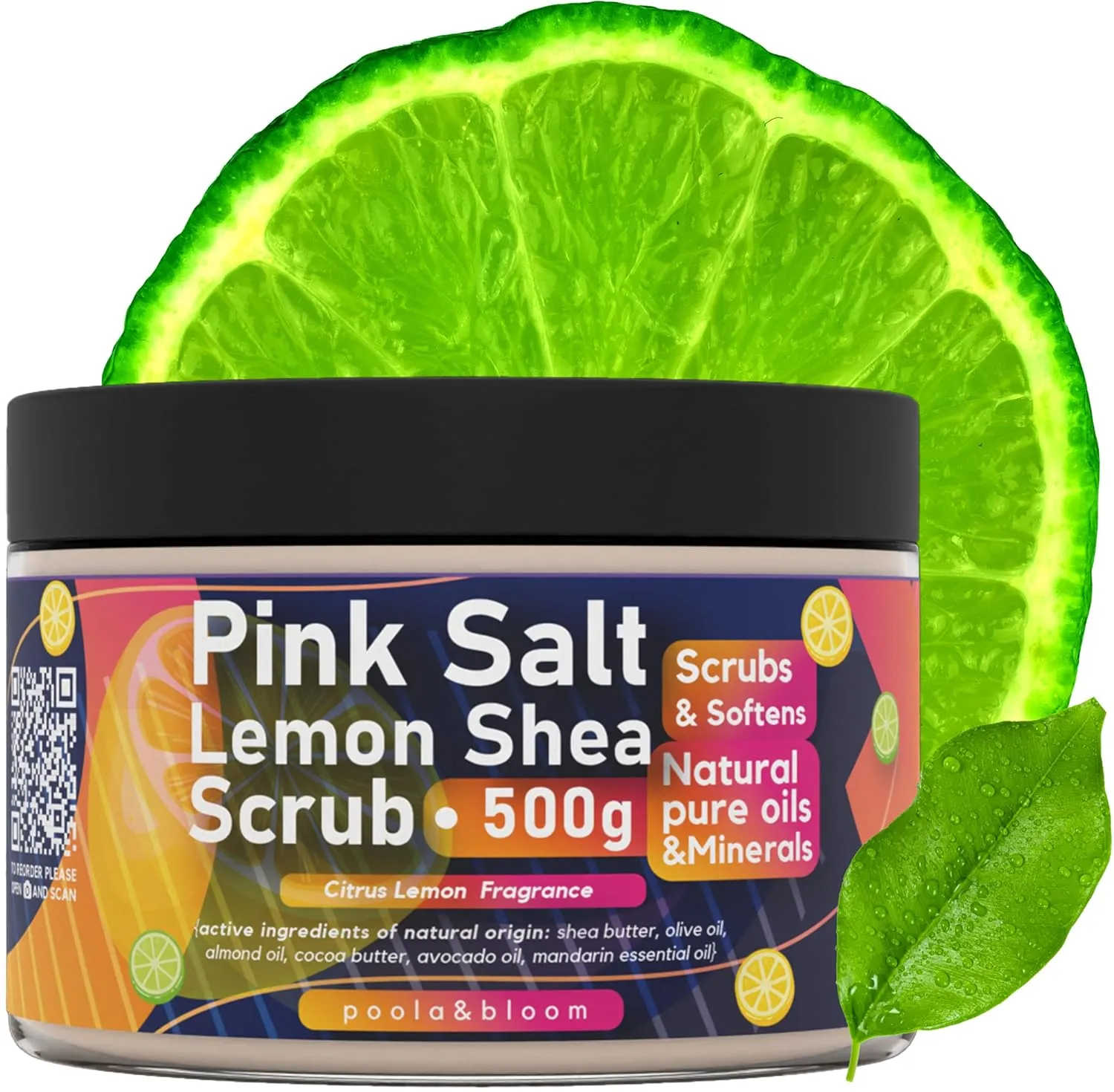 Bild von Shea Butter Himalaya Pink Salz Körperpeeling mit Zitronenduft 500g