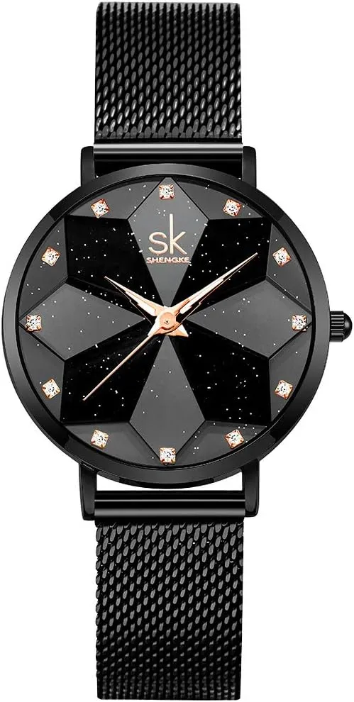 Bild von SHENGKE Damen-Armbanduhr mit elegantem Sternen-Netzband