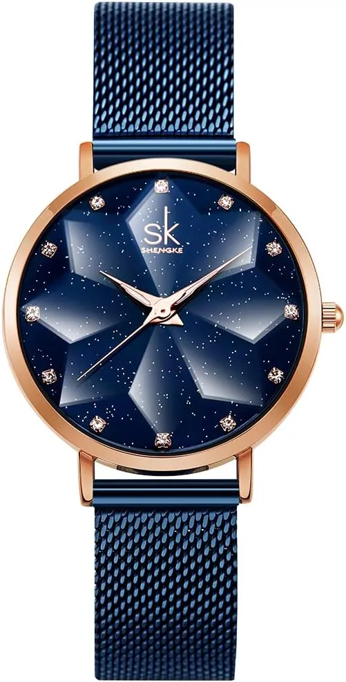 Bild von SHENGKE Damen Armbanduhr mit kreativem Sternen Netzband, elegant und für den Business Einsatz geeignet