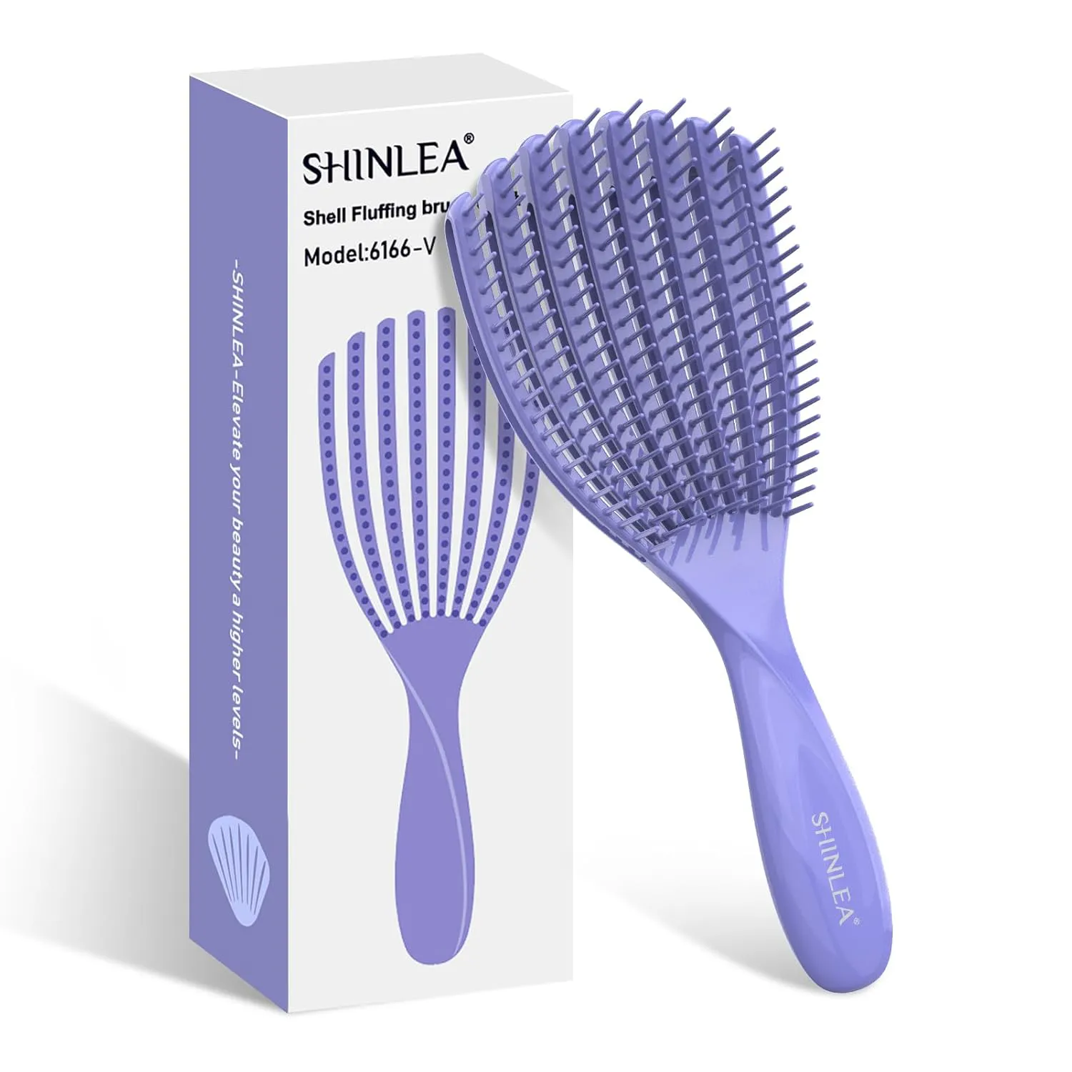 Bild von SHINLEA Entwirrbürste für Damen, Herren und Kinder in Violett, geeignet für lockiges und langes Haar, für nasses und trockenes Haar, frizzfreies Styling