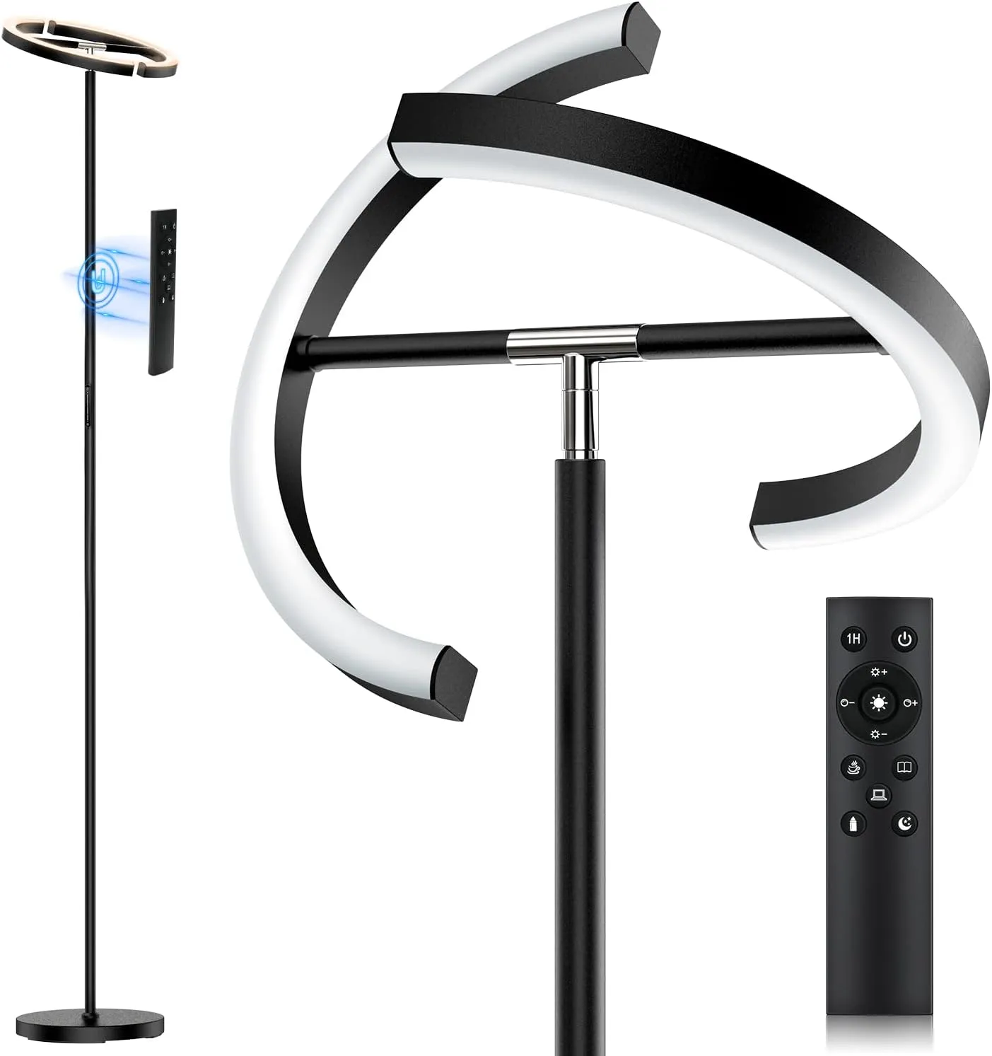 Bild von SIBRILLE Dimmbare LED Stehlampe mit Fernbedienung und 20 Watt, 1300 Lumen, in Schwarz