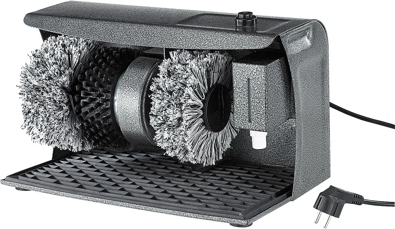 Bild von Sichler Haushaltsgeräte PROFI Schuhputzmaschine mit Hammerlack, 3 Bürsten und Schuhcreme-Spender