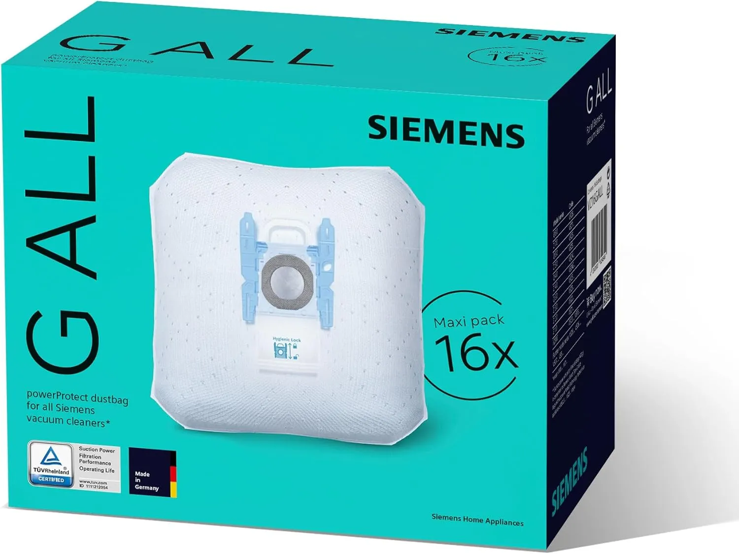 Bild von Siemens 16er Staubsaugerbeutel Typ G mit 99,9% Feinstaubfilterung und längerer Nutzungsdauer