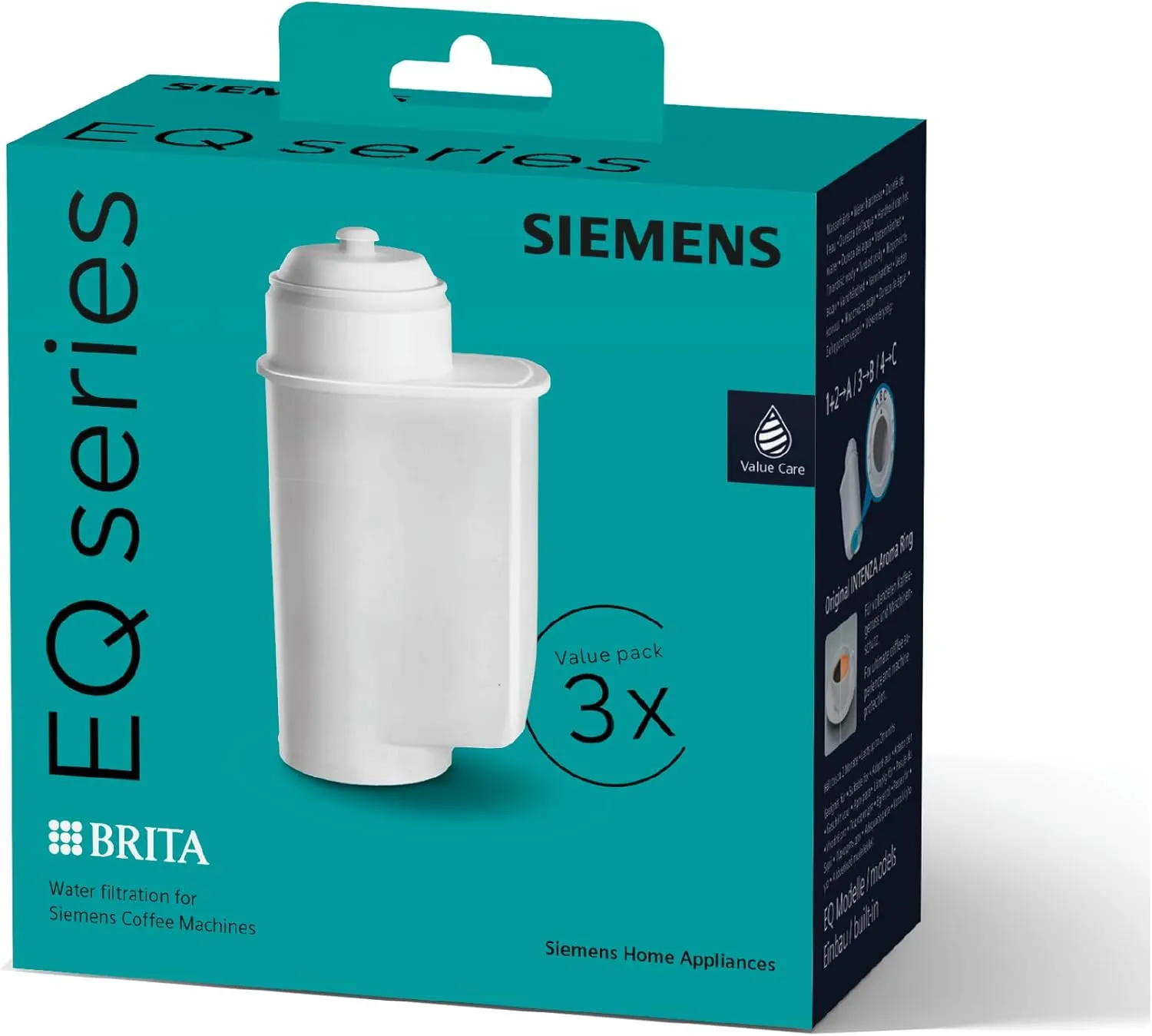Bild von Siemens BRITA Intenza Wasserfilter TZ70033A im 3er Pack zur Reduzierung von Kalk und Geschmacksstoffen für Kaffeevollautomaten der EQ-Serie und Einbauvollautomaten