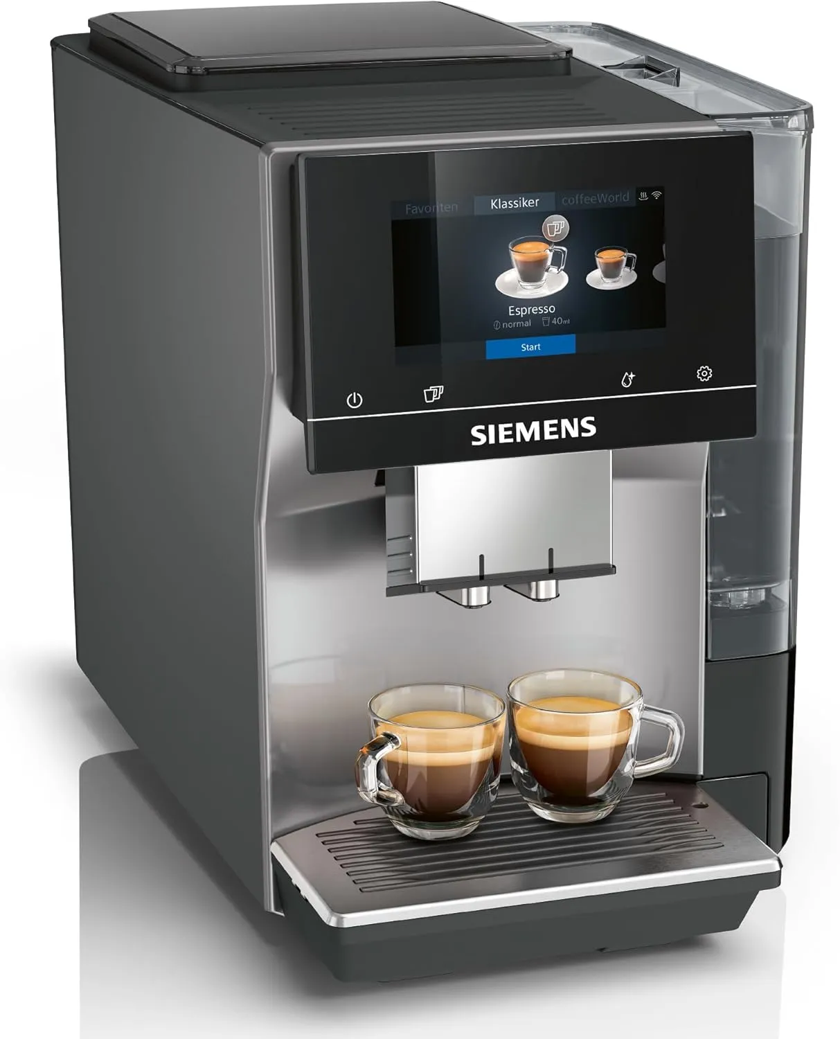 Bild von Siemens EQ700 Kaffeevollautomat TP715D01 mit App-Steuerung und intuitivem Touch-Display in grau-silber, 1500 Watt, für bis zu 10 individuelle Kaffeekreationen und automatischer Dampfreinigung