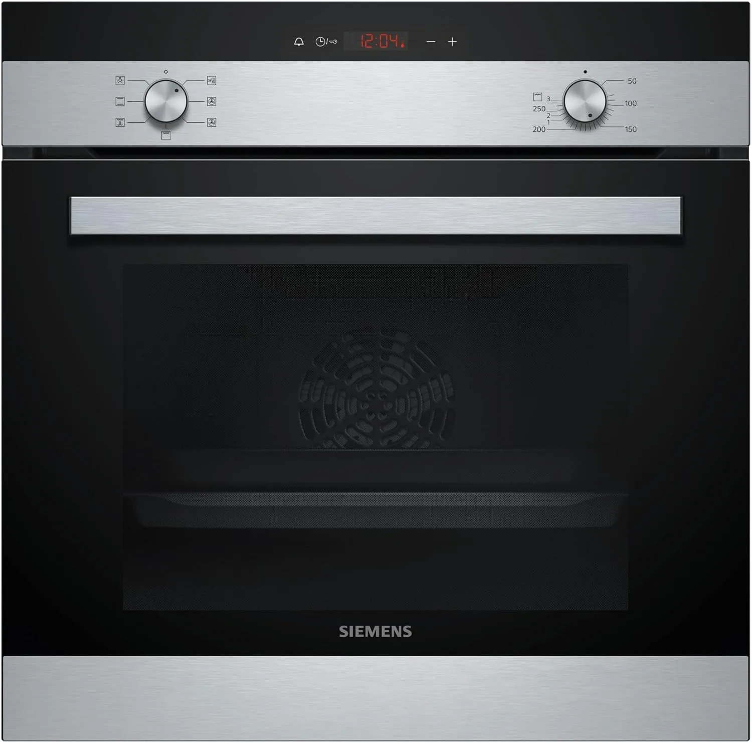 Bild von Siemens HB113FBS1 iQ100 Einbau-Backofen in Schwarz mit Edelstahl, 60 x 60 cm, Schnellaufheizung und 3D Heißluft für gleichmäßige Bräunung, LED Display und versenkbarem Drehwähler