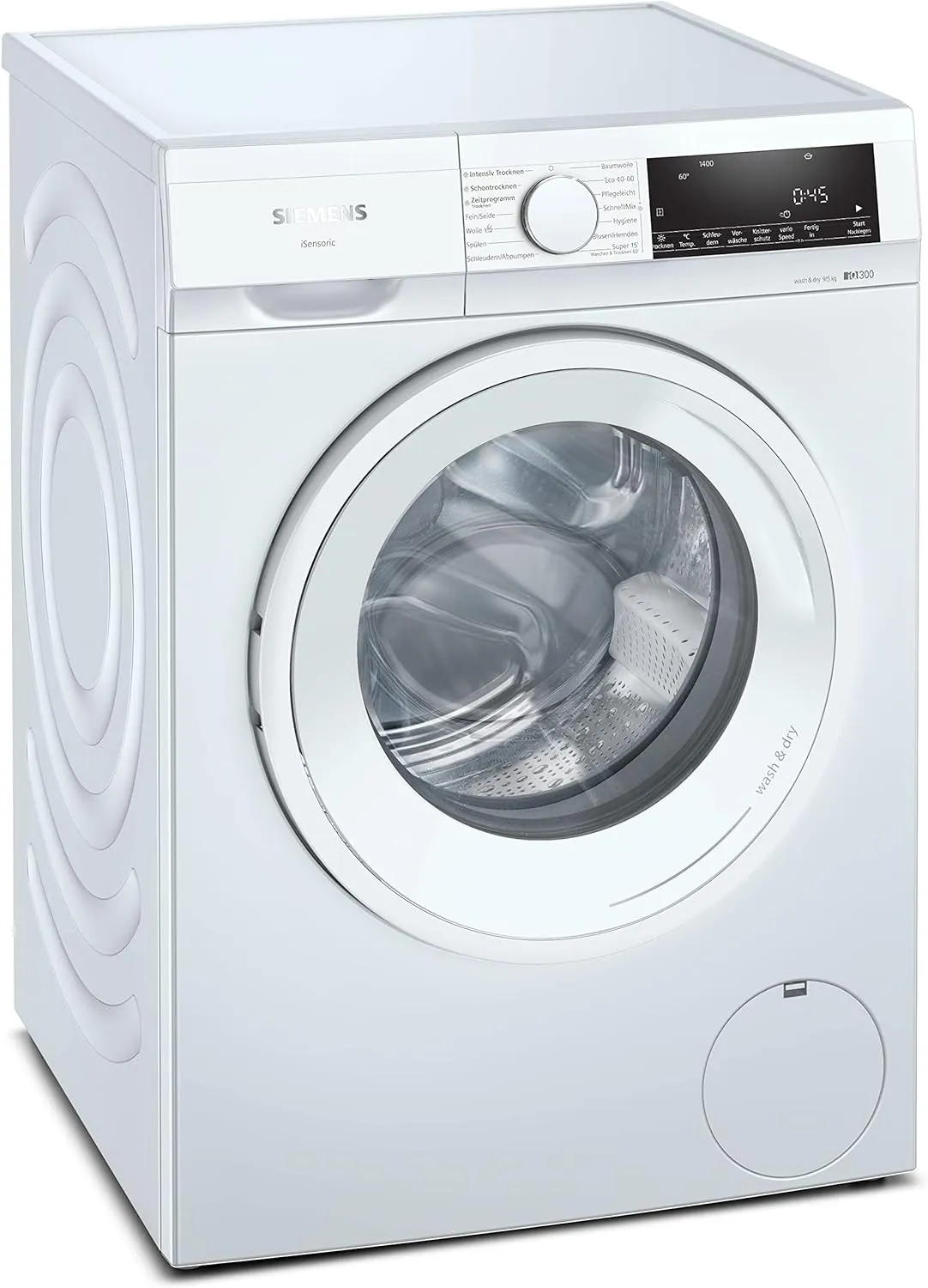 Bild von Siemens WN34A141 Waschtrockner iQ300 mit 9 kg Waschen und 5 kg Trocknen, 1400 U/min, autoDry, speedPack L, iQdrive und AquaStop in Weiß