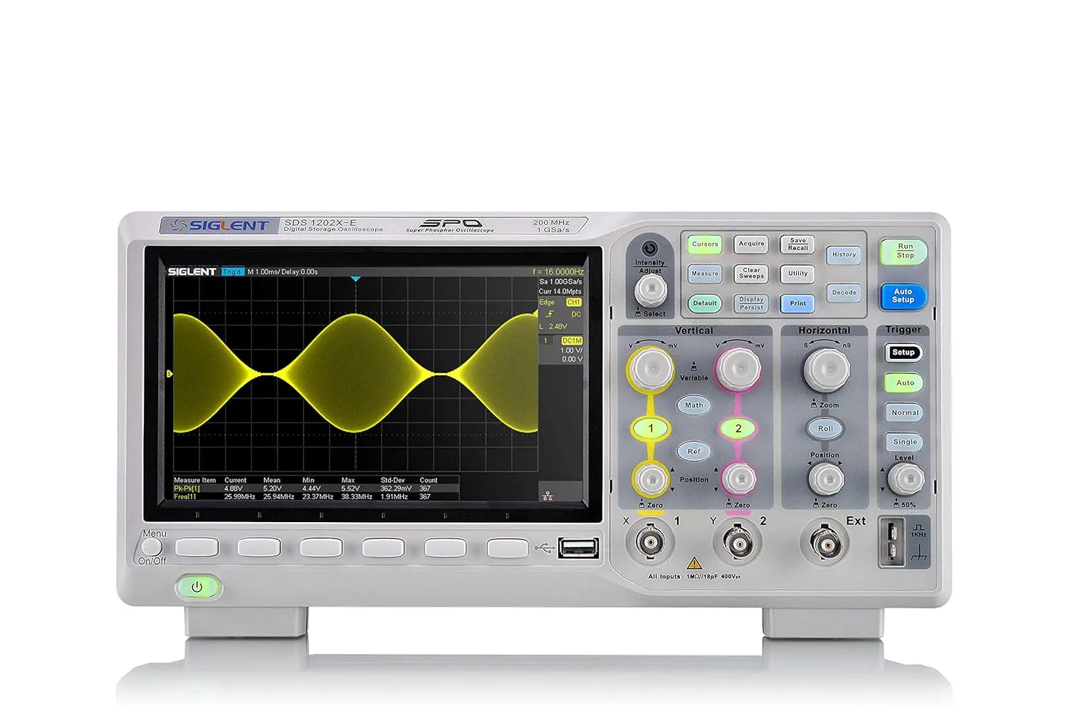 Bild von Siglent Technologies SDS1202X-E digitales Oszilloskop mit 200 MHz und 2 Kanälen in Grau