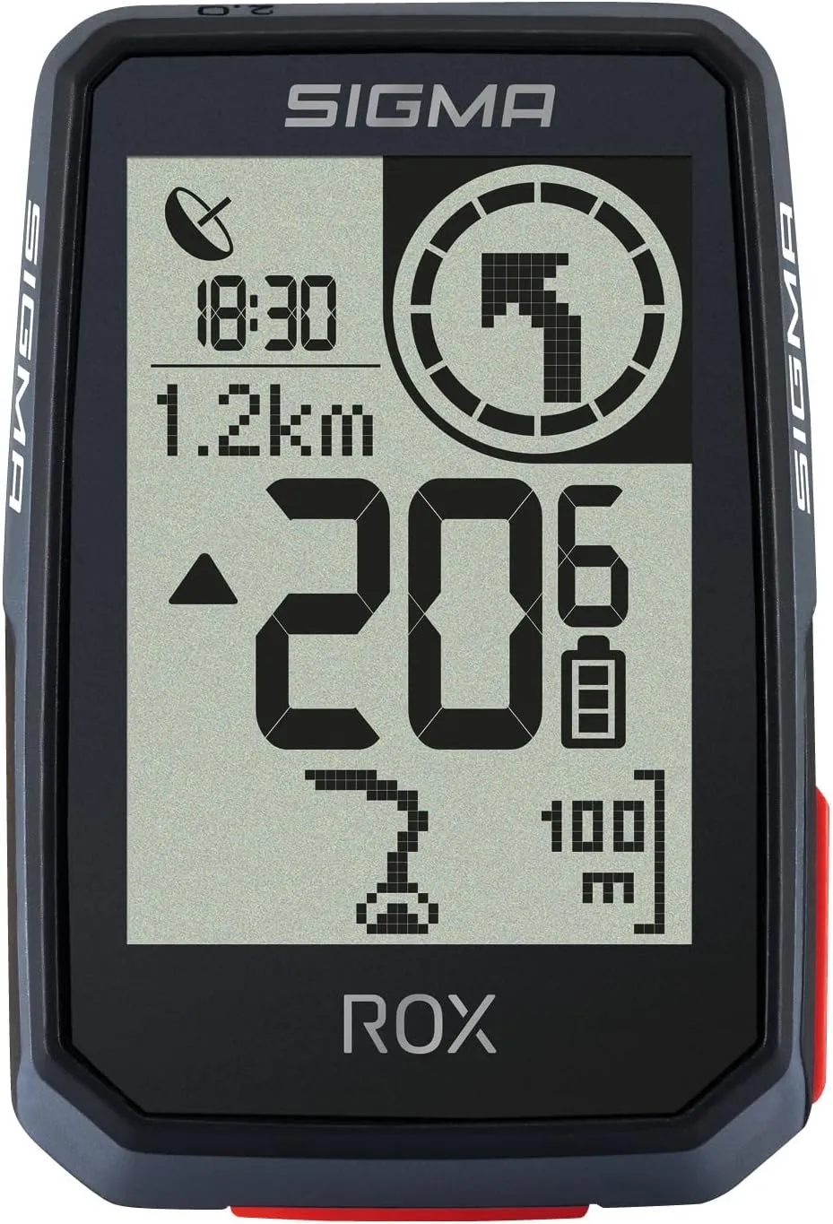 Bild von SIGMA Black ROX 2.0 Navi GPS für Fahrräder, spritzwassergeschützt, in Schwarz, kompakte Maße 44,9 x 73,6 x 18,4 mm