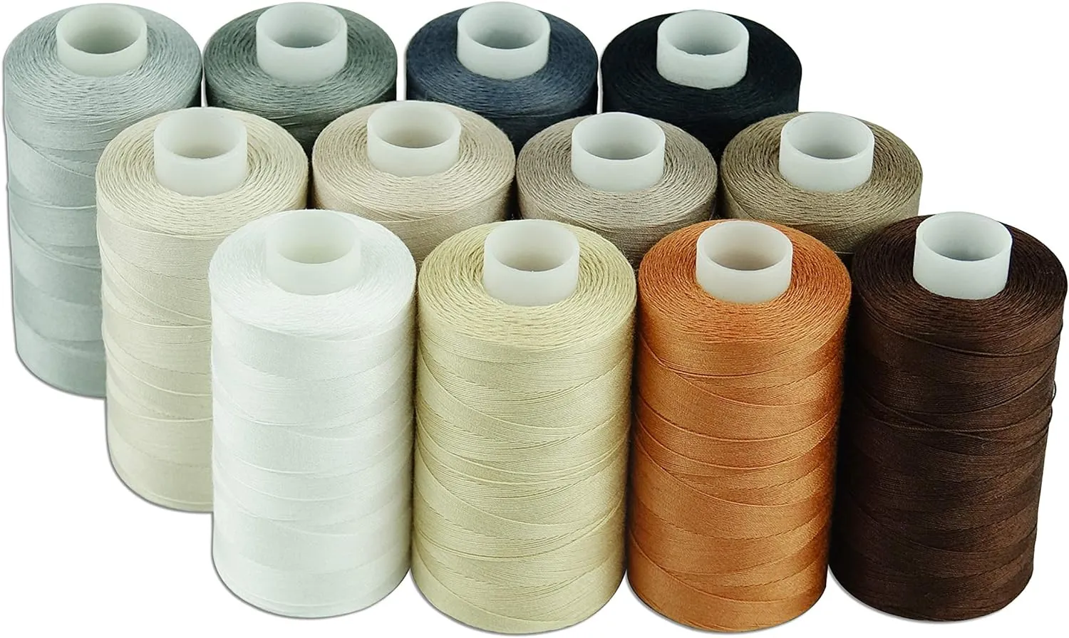Bild von Simthread Baumwoll Nähgarn Set mit 12 neutralen Farben, 550 Yards pro Spule
