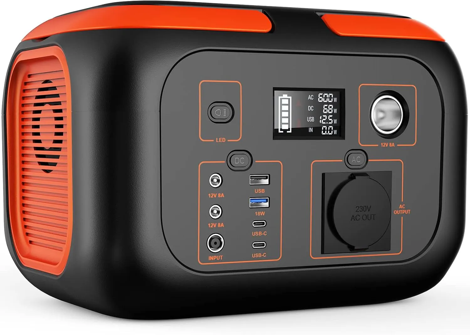 Bild von SinKeu tragbare Powerstation mit 600 Wh und 600 W Ausgang, ideal für Camping und Garten, inklusive BMS-Schutz und 4 LED-Lichtmodi