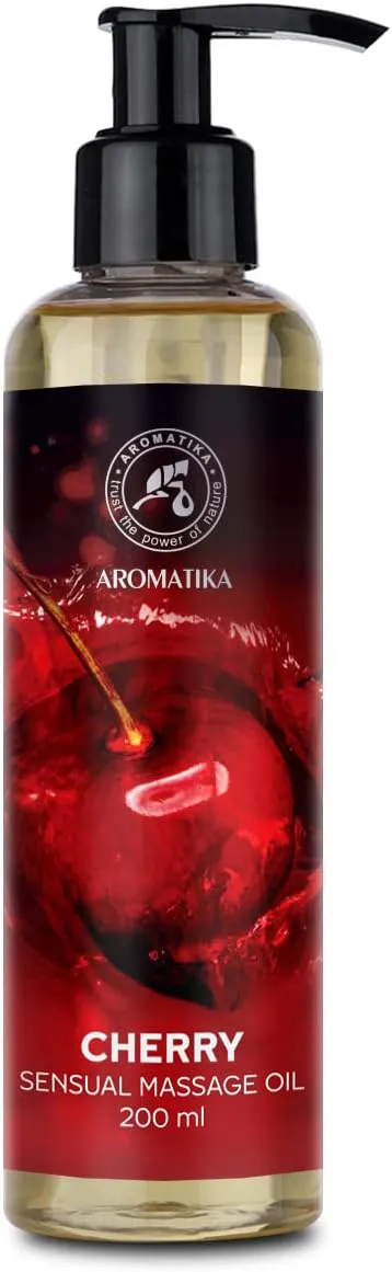 Bild von Sinnliches Massageöl Kirsche 200 ml mit Mandel- und Traubenkernöl, essbar und kissable, ideal für Paare