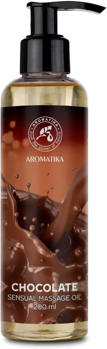 Bild von Sinnliches Massageöl Schokolade 200 ml mit Mandel- und Traubenkernöl, essbar und kissable, ideal für Paare und Entspannung