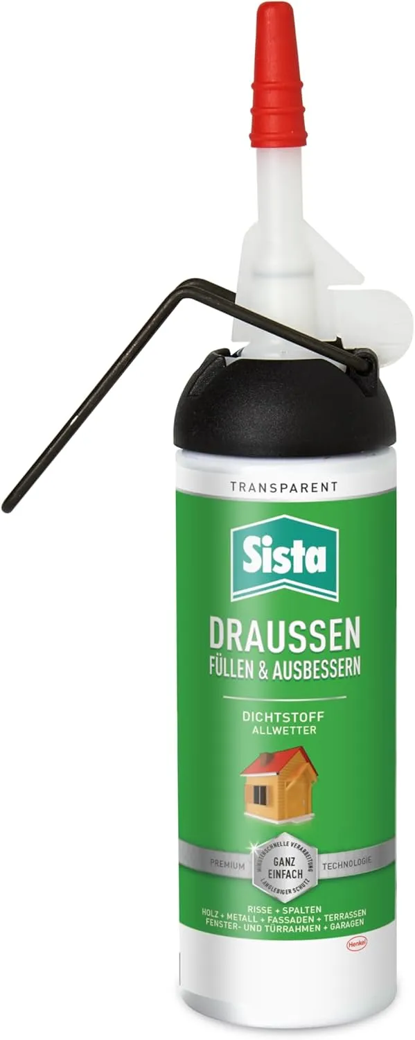 Bild von SISTA DRAUSSEN transparenter Dichtstoff für den Außenbereich, 100 ml Spender, wetterfest und überstreichbar