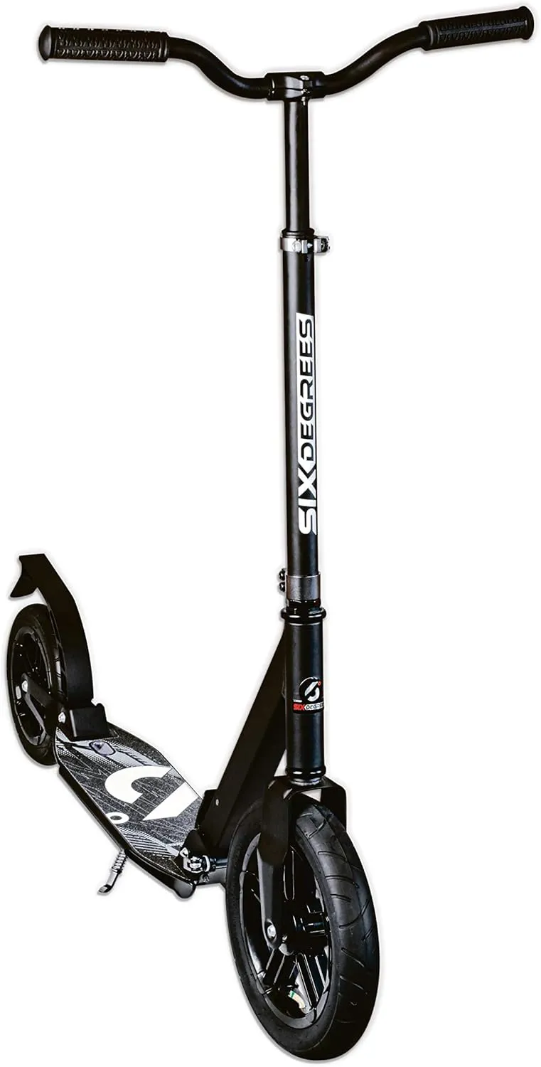Bild von Six Degrees Aluminium Scooter mit Luftbereifung und Federung, höhenverstellbar und GS-geprüft in Schwarz