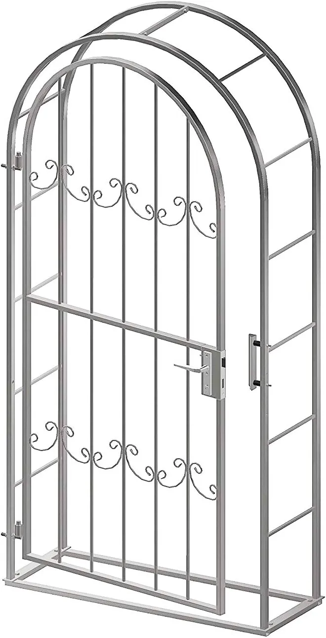 Bild von Sixone Gartentor Komplett-Set mit Silber Rosenbogen und Metalltor Luna in den Maßen 1060 x 2150 x 300 mm