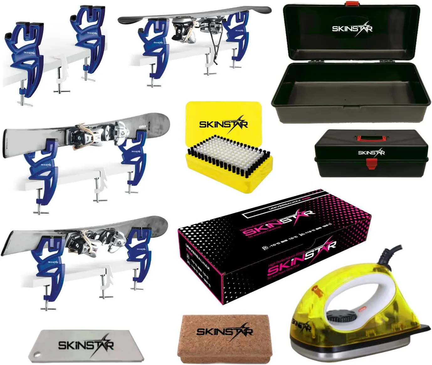 Bild von SkinStar Skiwachs-Set Professional mit 7 Teilen inklusive Wachskoffer und Zubehör