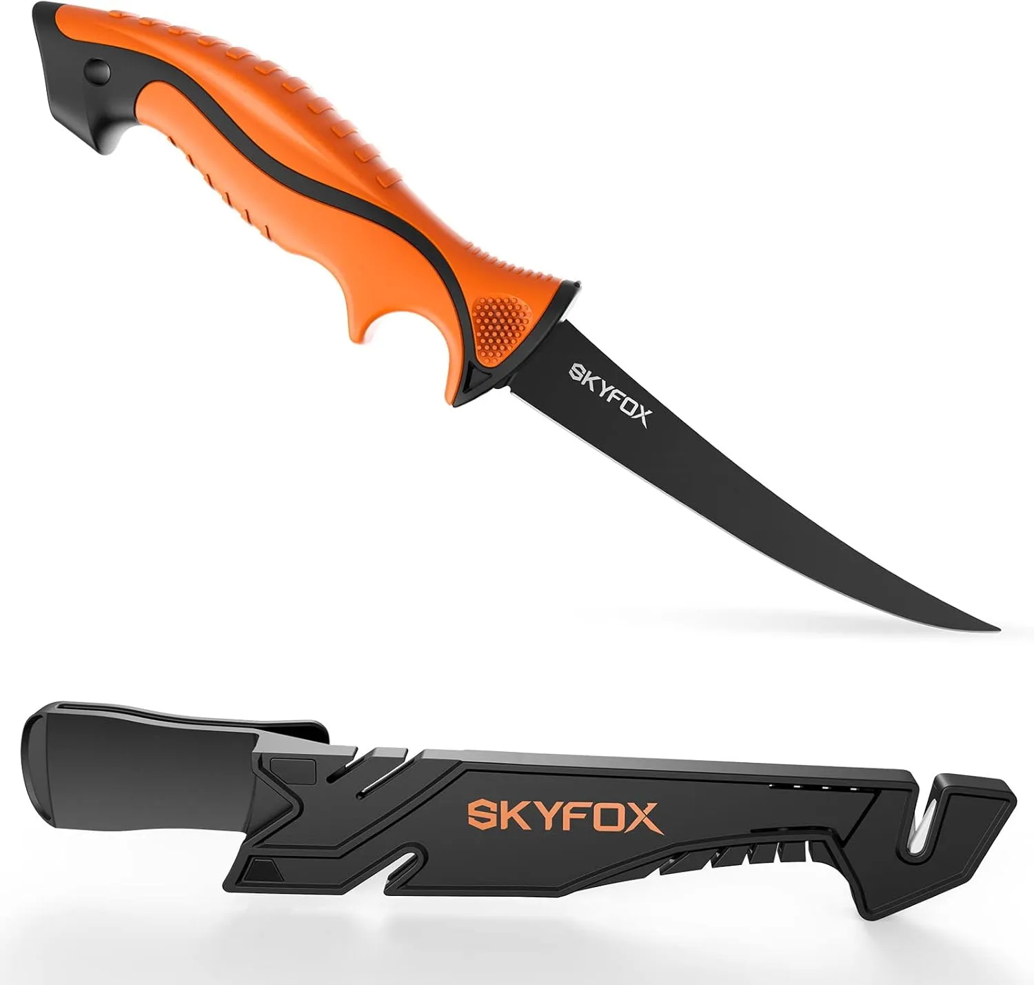 Bild von SkyFox Fischmesser G4416 mit 15,5 cm Klinge aus deutschem Edelstahl, scharf und inklusive ABS-Schutz und Whetstone Scheide