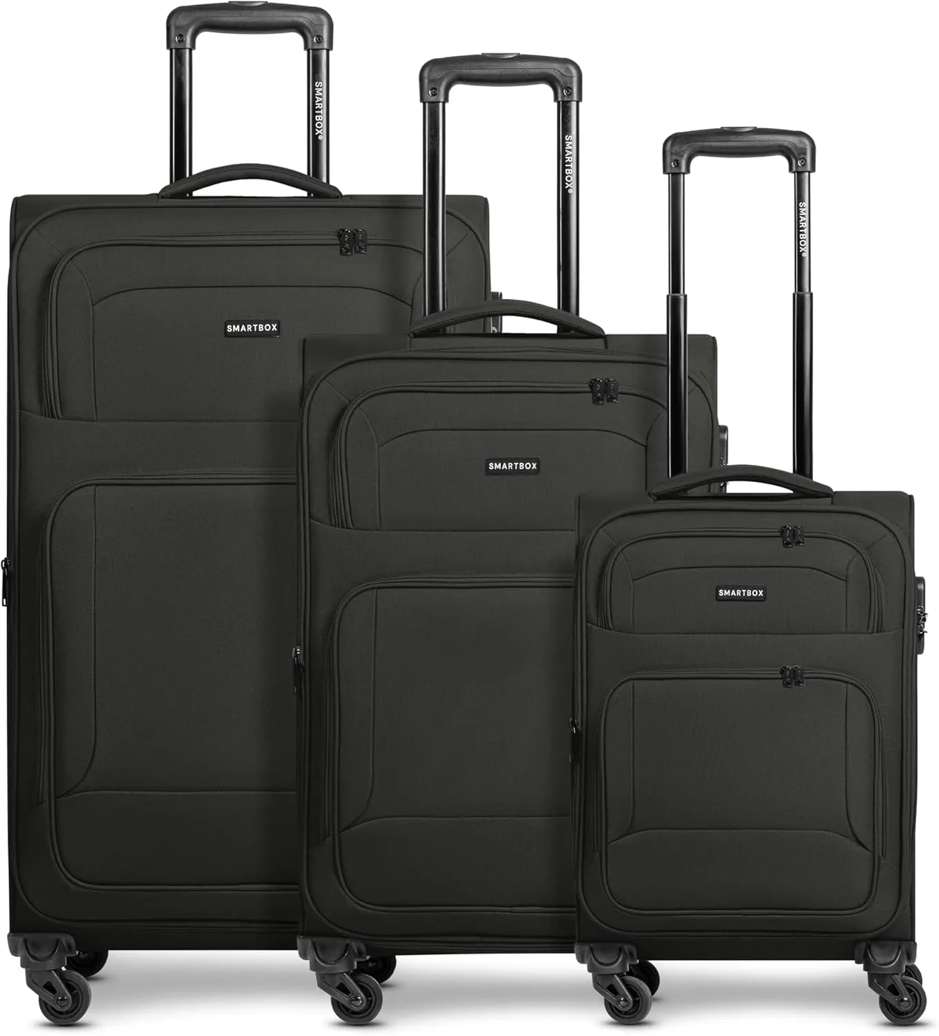 Bild von SMARTBOX 3-teiliges Weichgepäck Koffer-Set für Damen und Herren mit 4 Rollen und Zahlenschloss, erweiterbar mit Dehnfalten