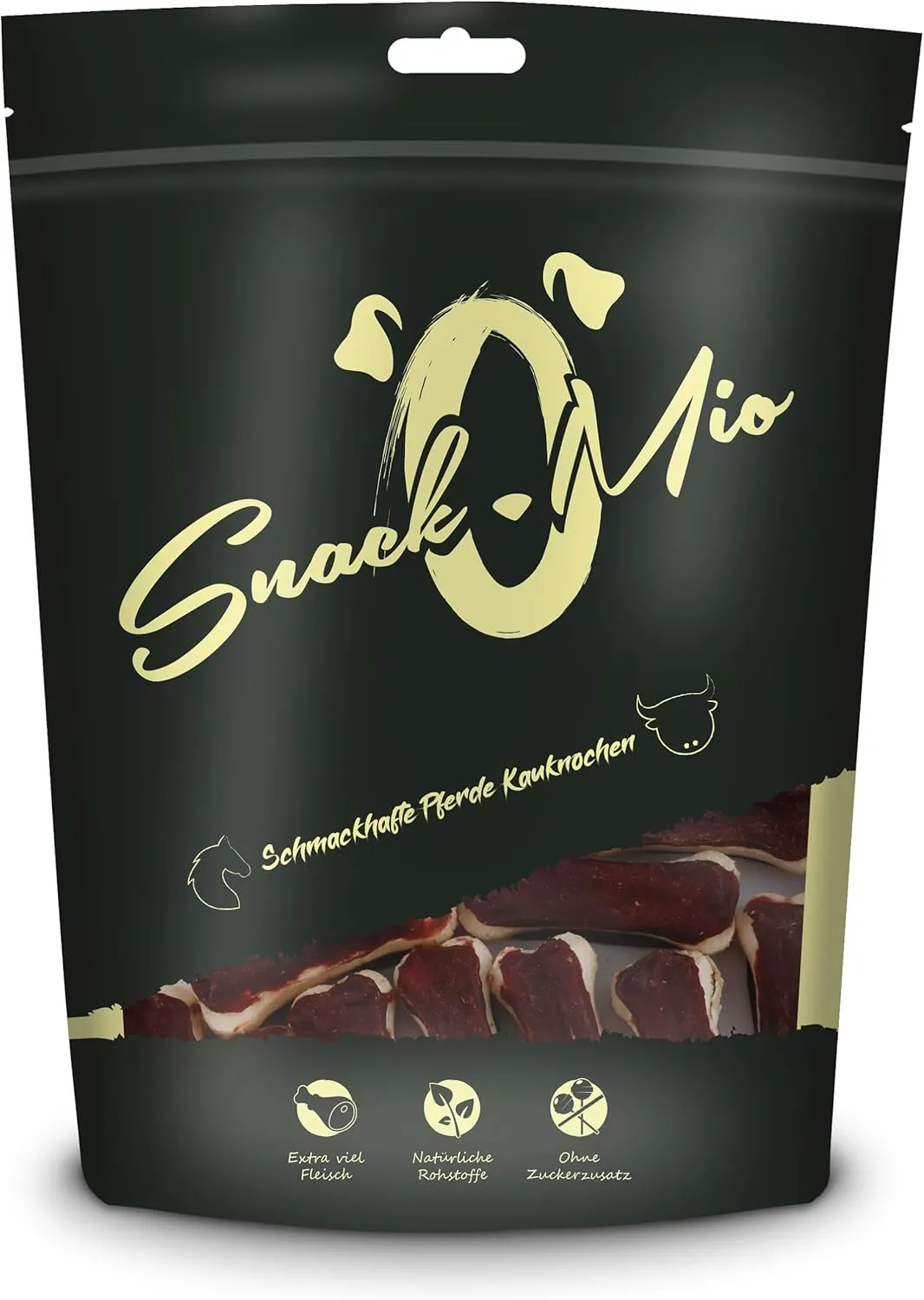 Bild von SnackOMio Premium Kausnack für Hunde mit schmackhaften Pferde Kauknochen in 120 Gramm