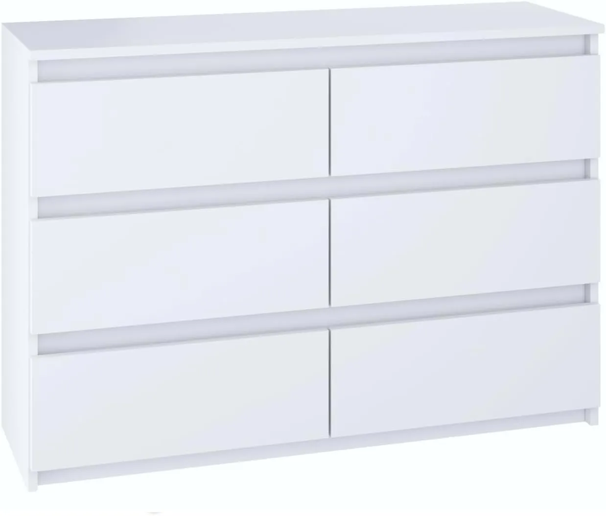 Bild von SoDREAMER Kommode mit 6 Schubladen in Weiß, 100x33x71 cm, ideal für Schlafzimmer, Wohnzimmer und Flur
