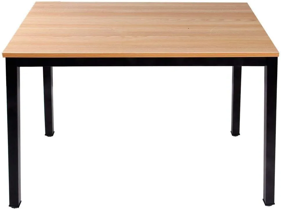 Bild von Sogesfurniture Schreibtisch AC3TB-100-SF aus Holz und Stahl, 100x60x75 cm in Teak und Schwarz, stabil und einfach zu montieren